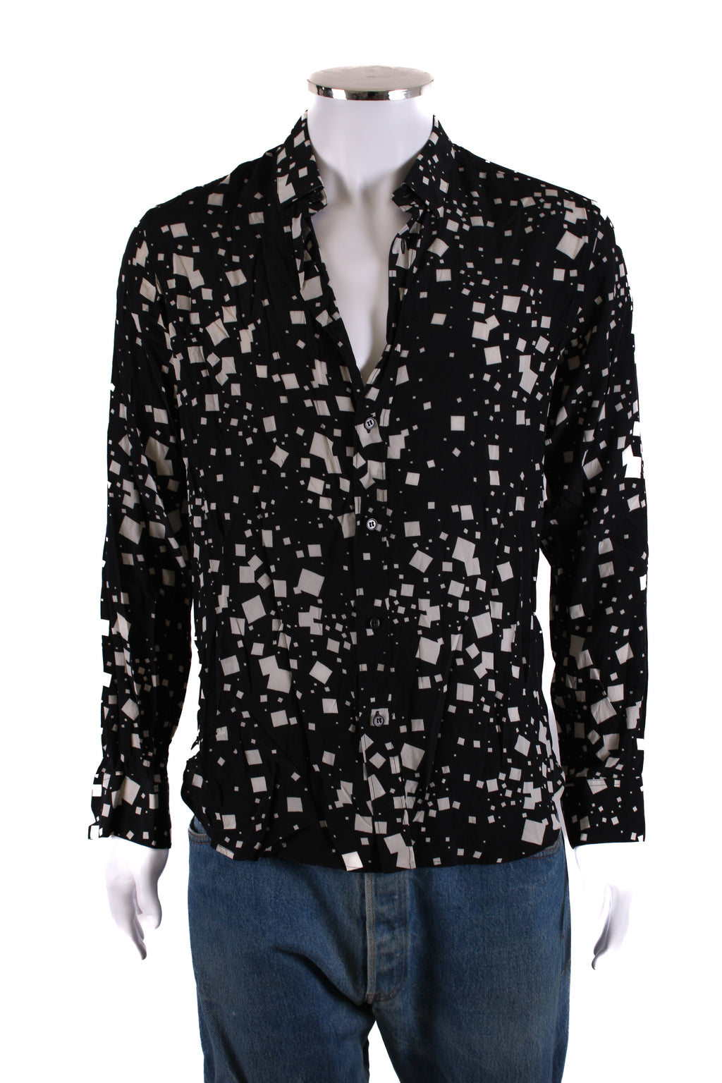 Saint Laurent L/S Square Print Shirt Black/ White M