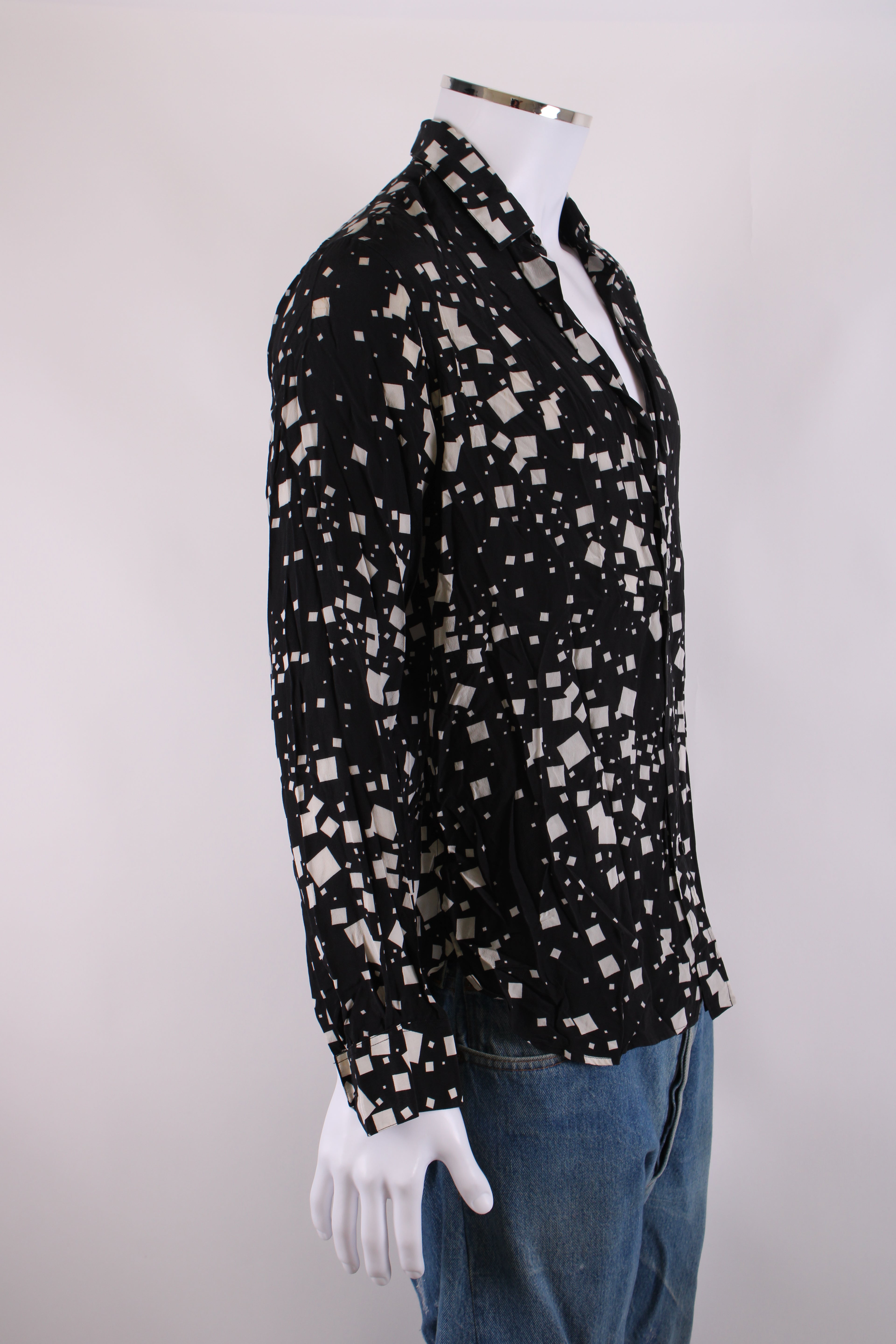 Saint Laurent L/S Square Print Shirt Black/ White M