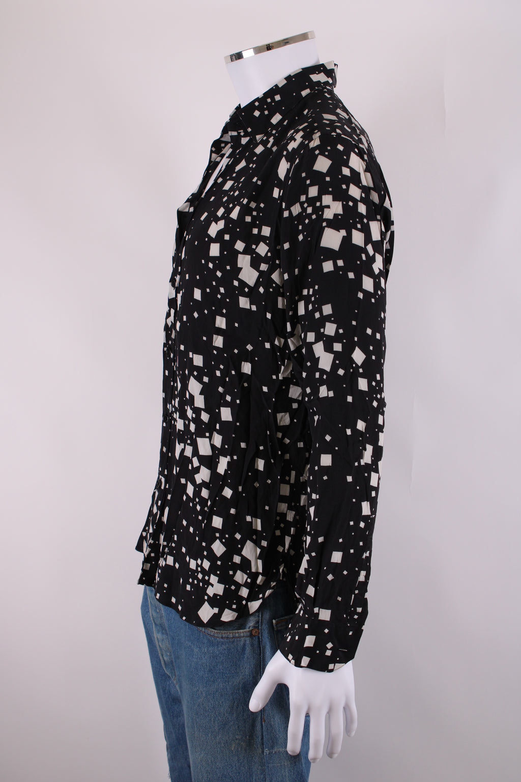 Saint Laurent L/S Square Print Shirt Black/ White M