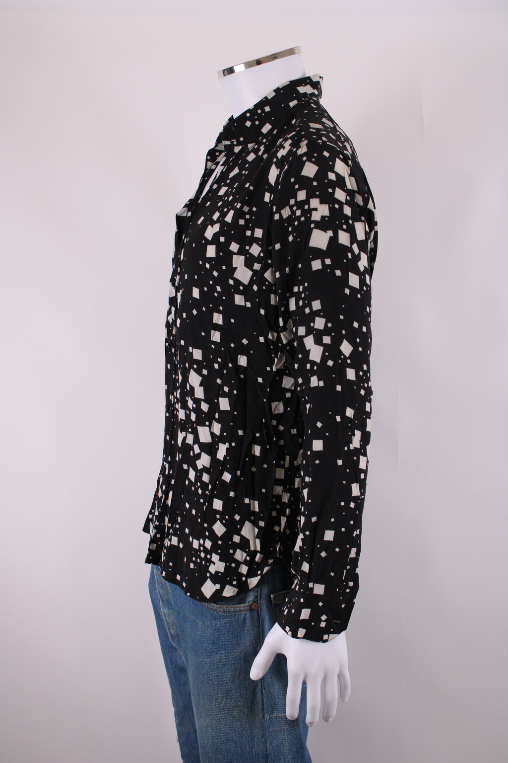 Saint Laurent L/S Square Print Shirt Black/ White M