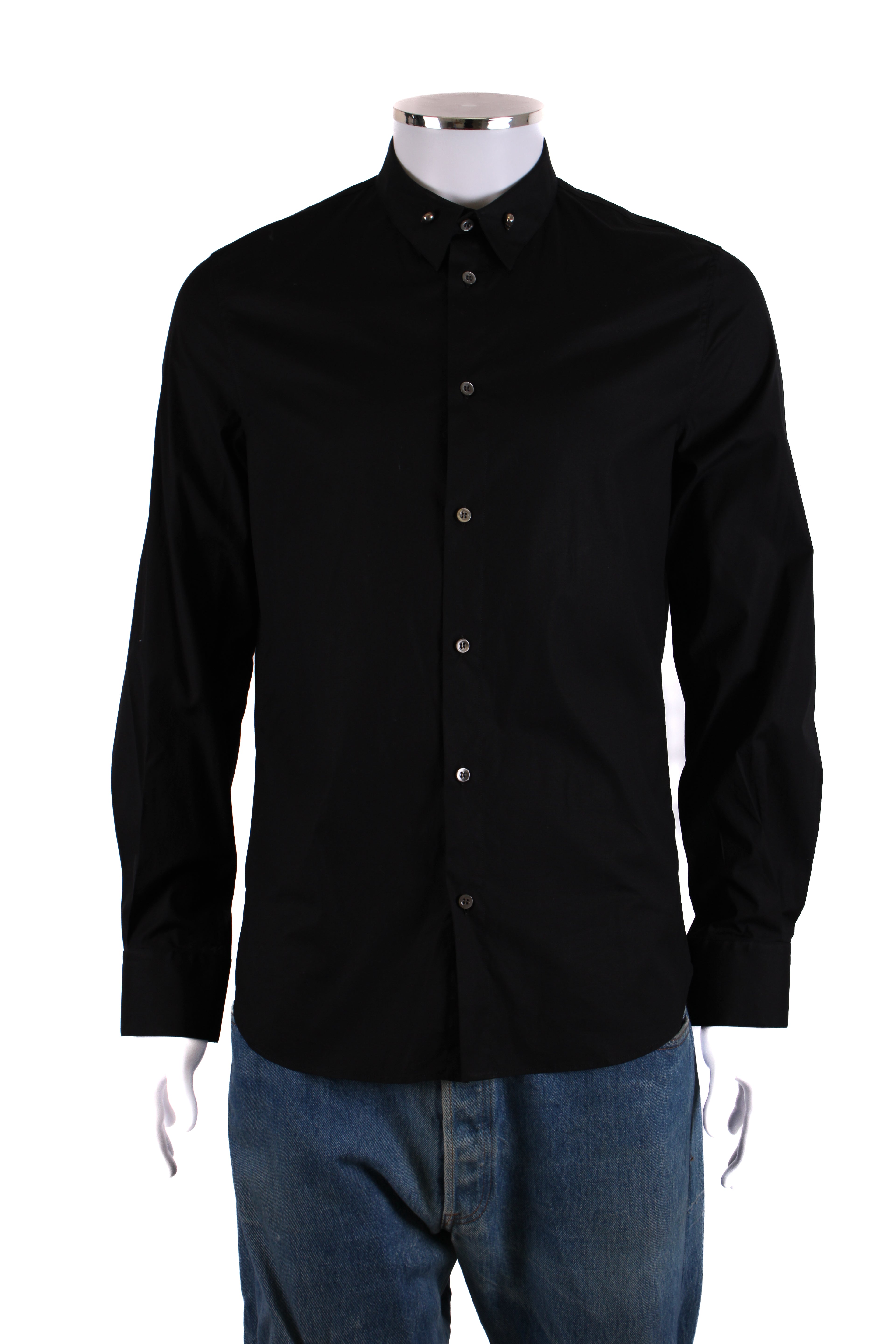 Alexander McQueen L/S Skull Collar Button Shirt Black 15.5/ M
