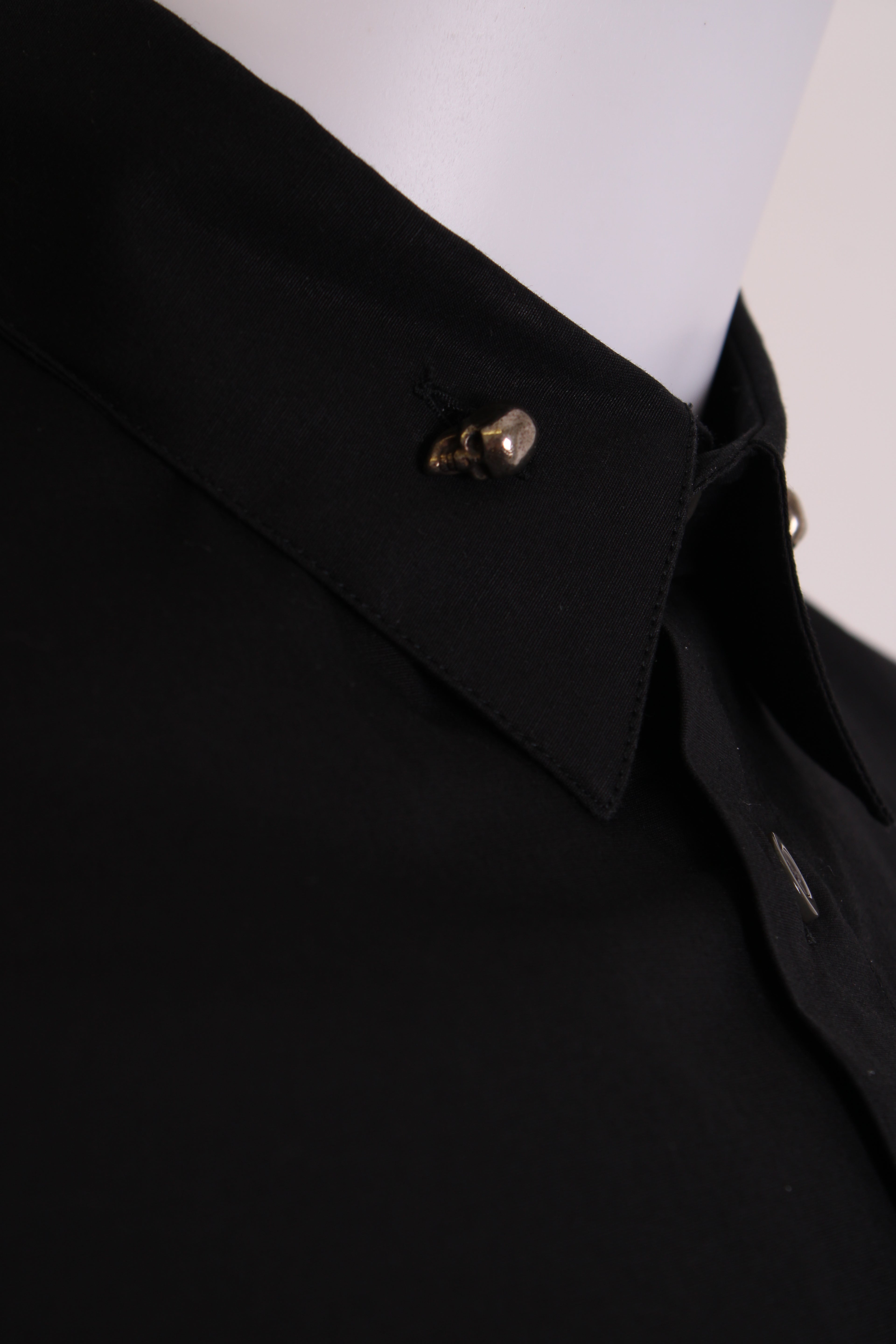 Alexander McQueen L/S Skull Collar Button Shirt Black 15.5/ M