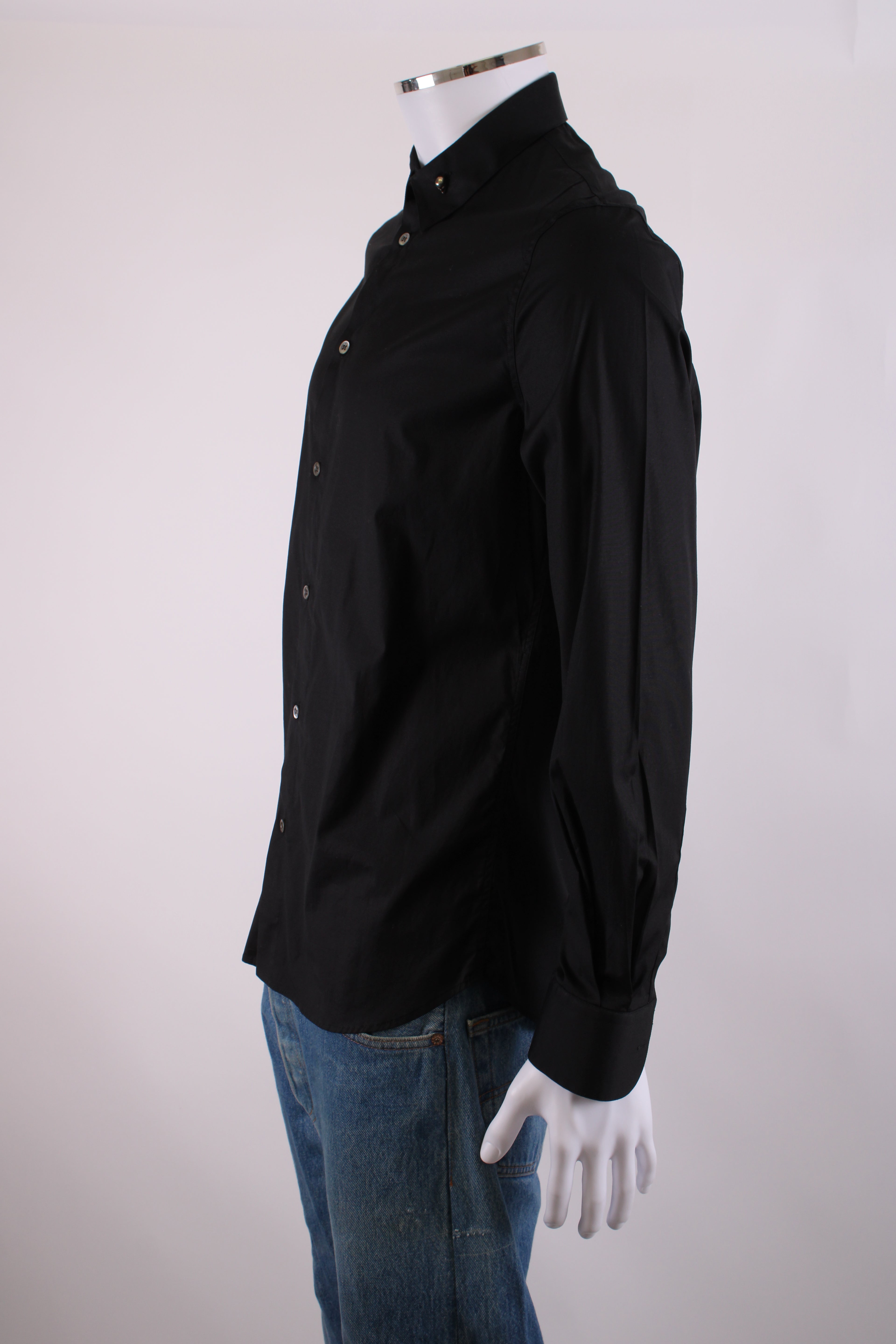 Alexander McQueen L/S Skull Collar Button Shirt Black 15.5/ M