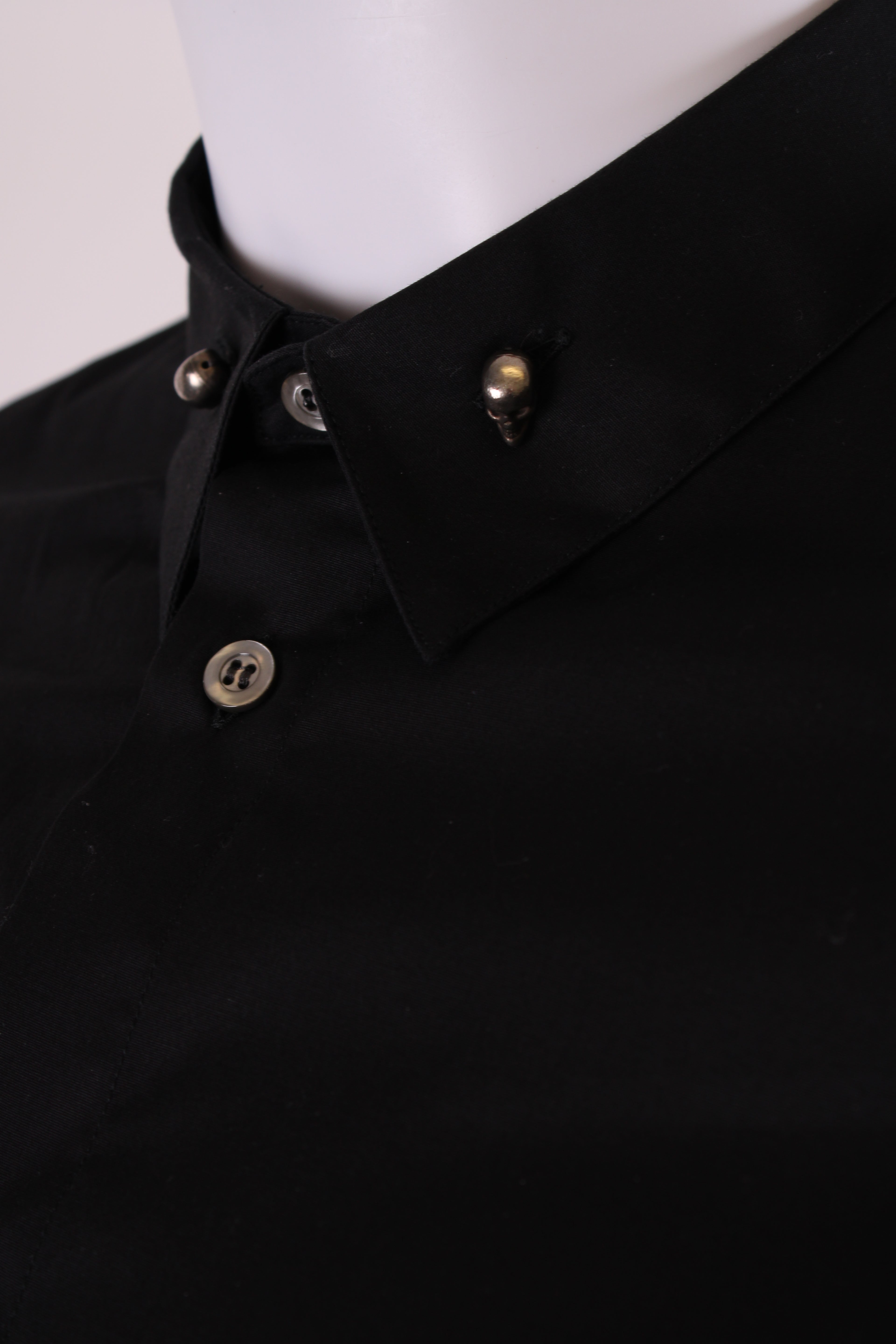 Alexander McQueen L/S Skull Collar Button Shirt Black 15.5/ M