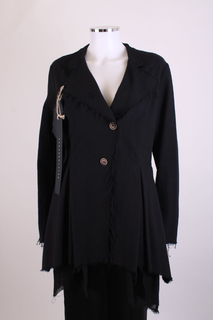 Sanctamuerte High Low Frayed Edge Jacket Black XL