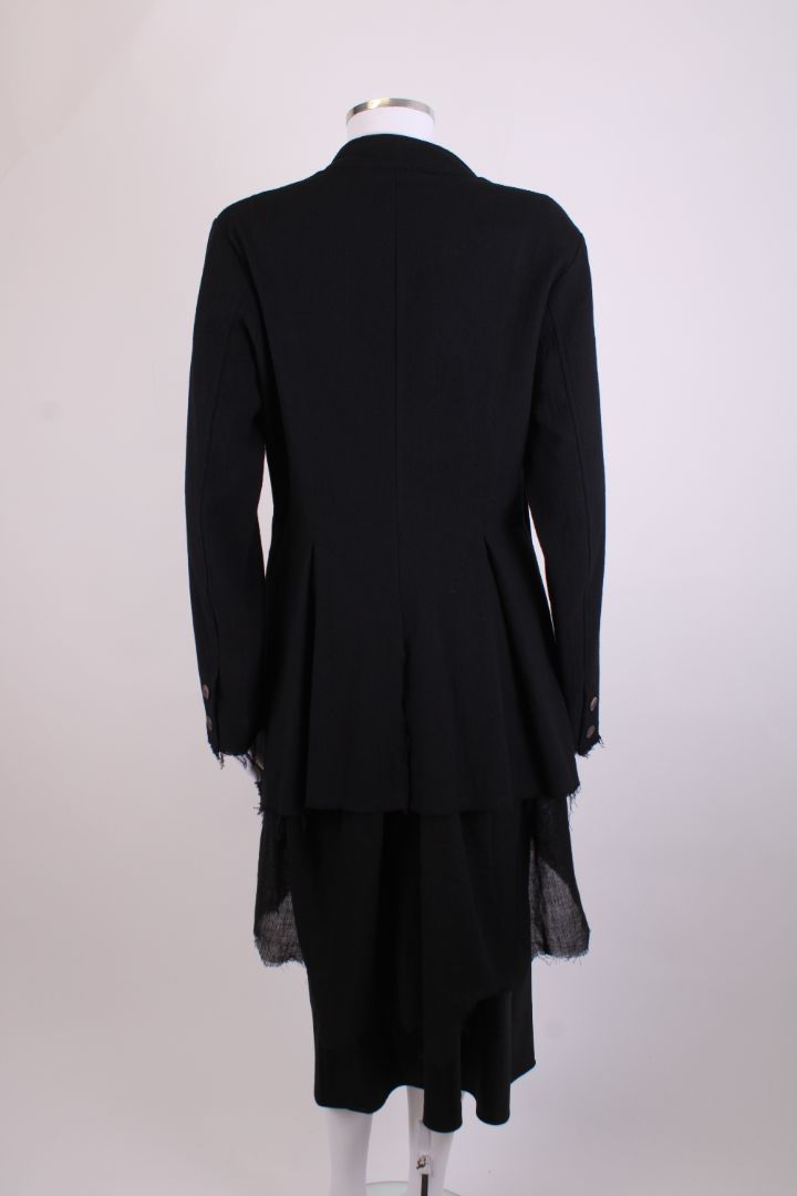 Sanctamuerte High Low Frayed Edge Jacket Black XL