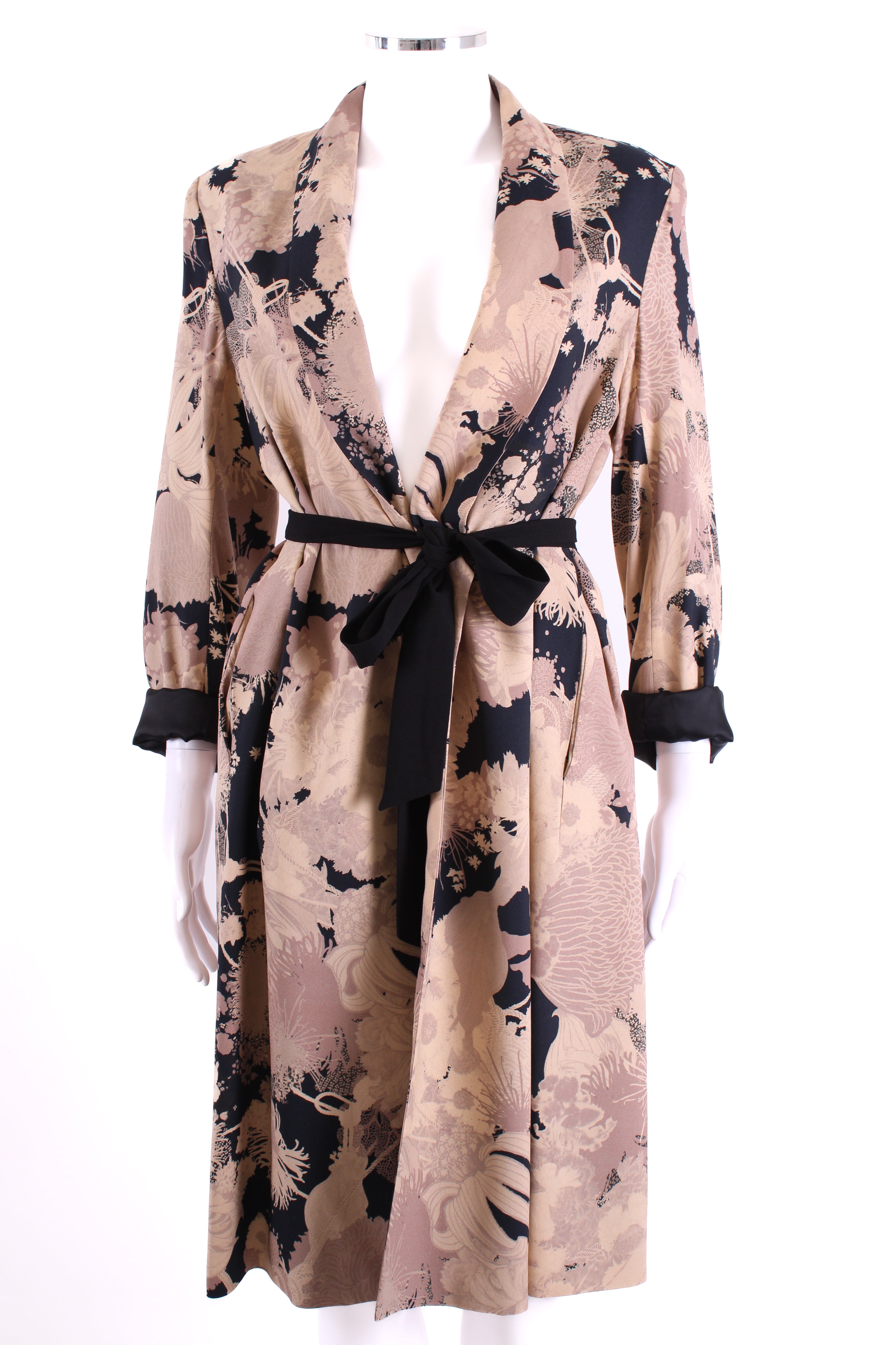 Dries Van Noten Floral Belted Jacket Black/ Beige 6