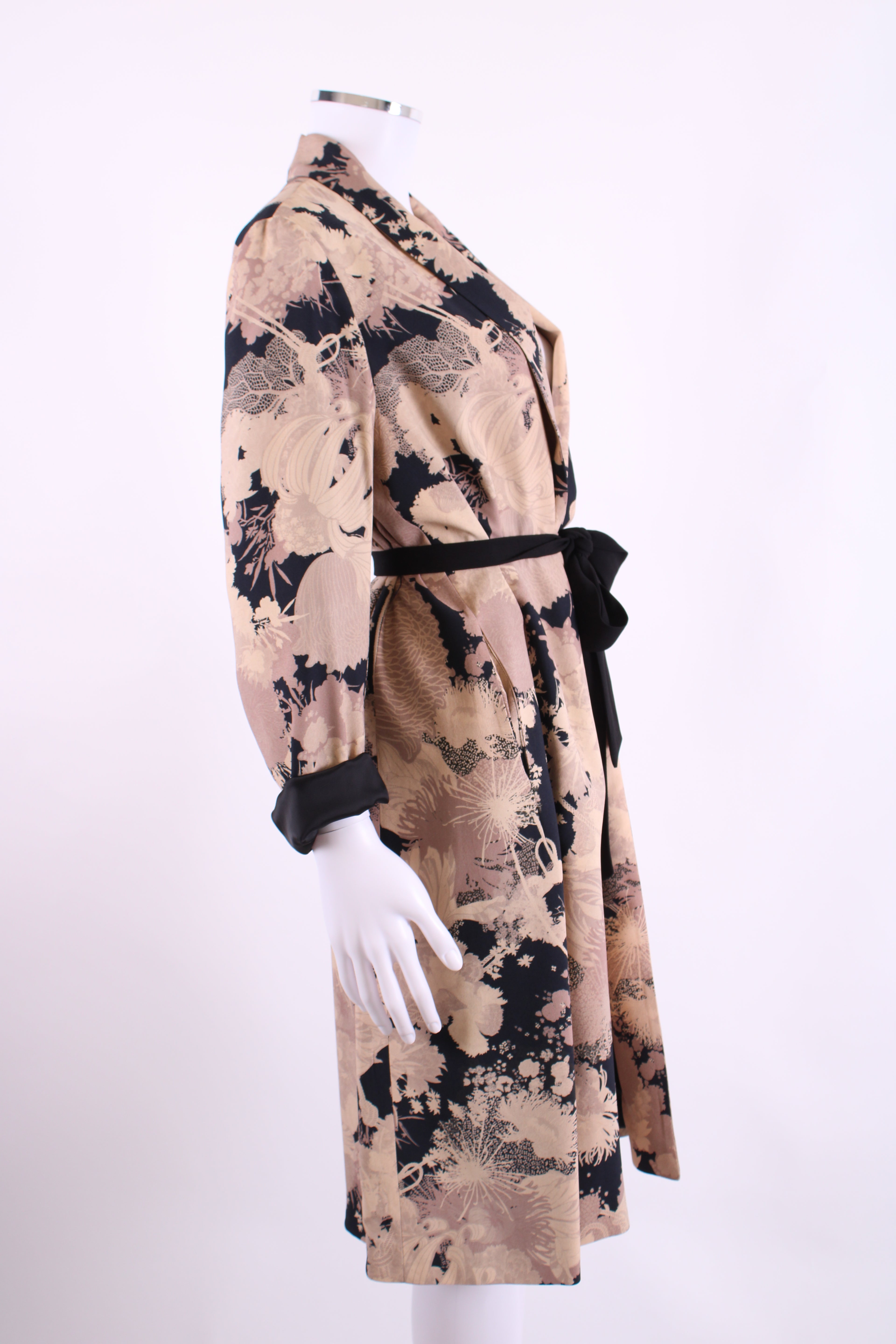 Dries Van Noten Floral Belted Jacket Black/ Beige 6