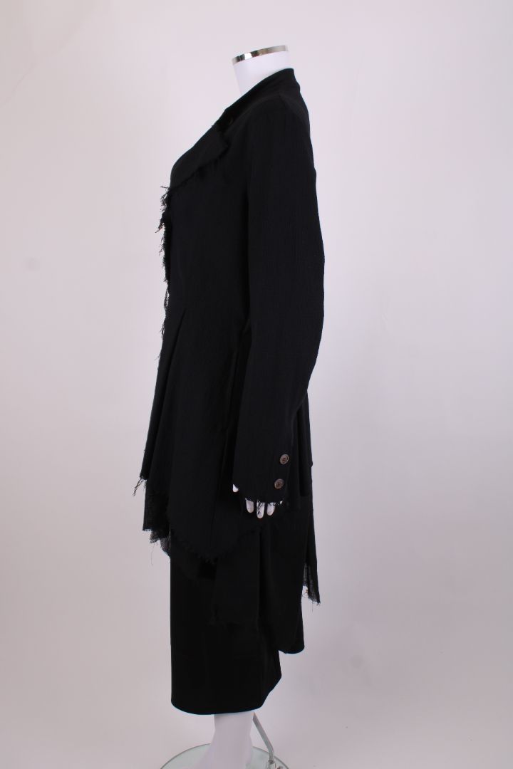 Sanctamuerte High Low Frayed Edge Jacket Black XL