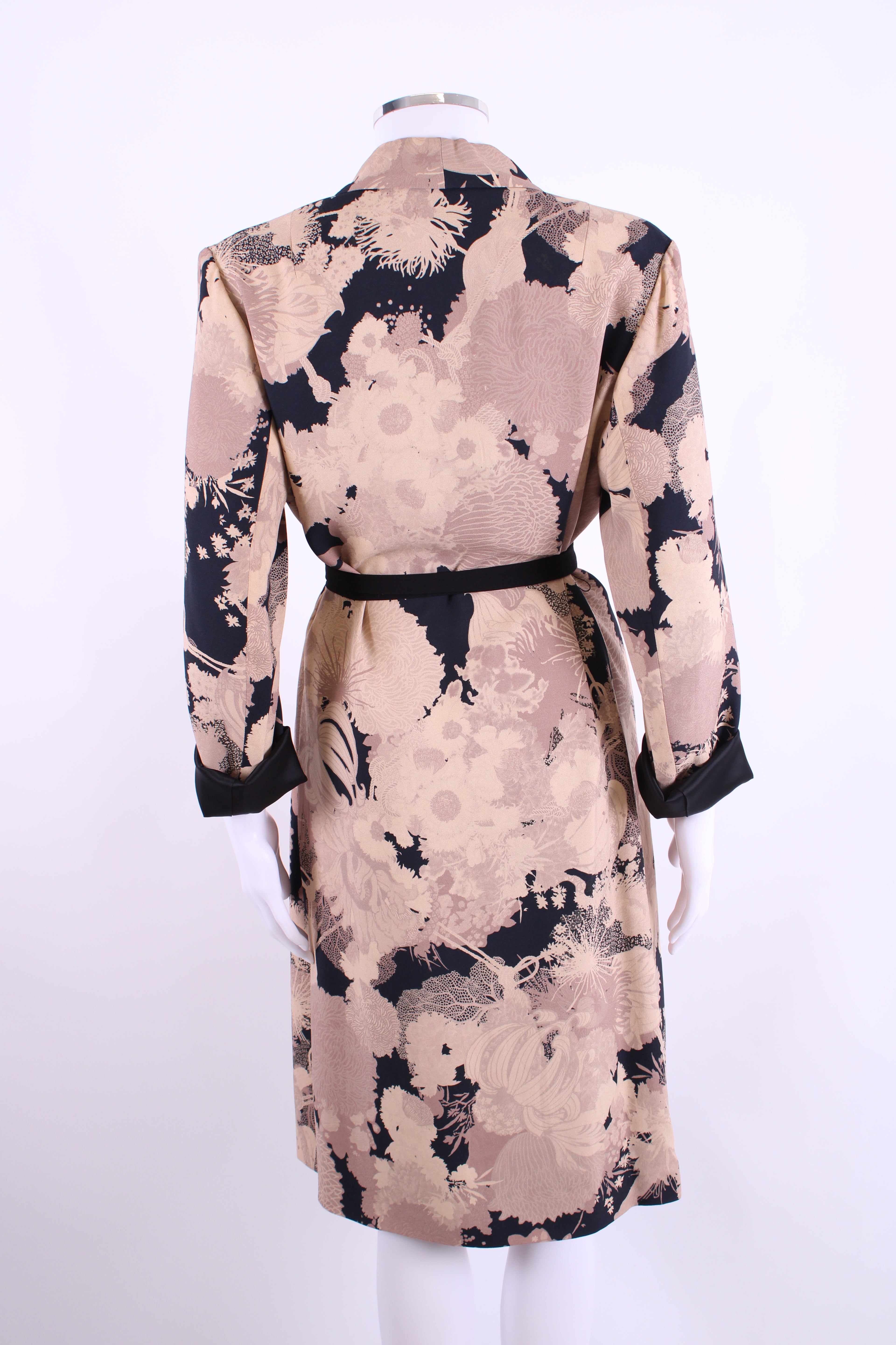 Dries Van Noten Floral Belted Jacket Black/ Beige 6