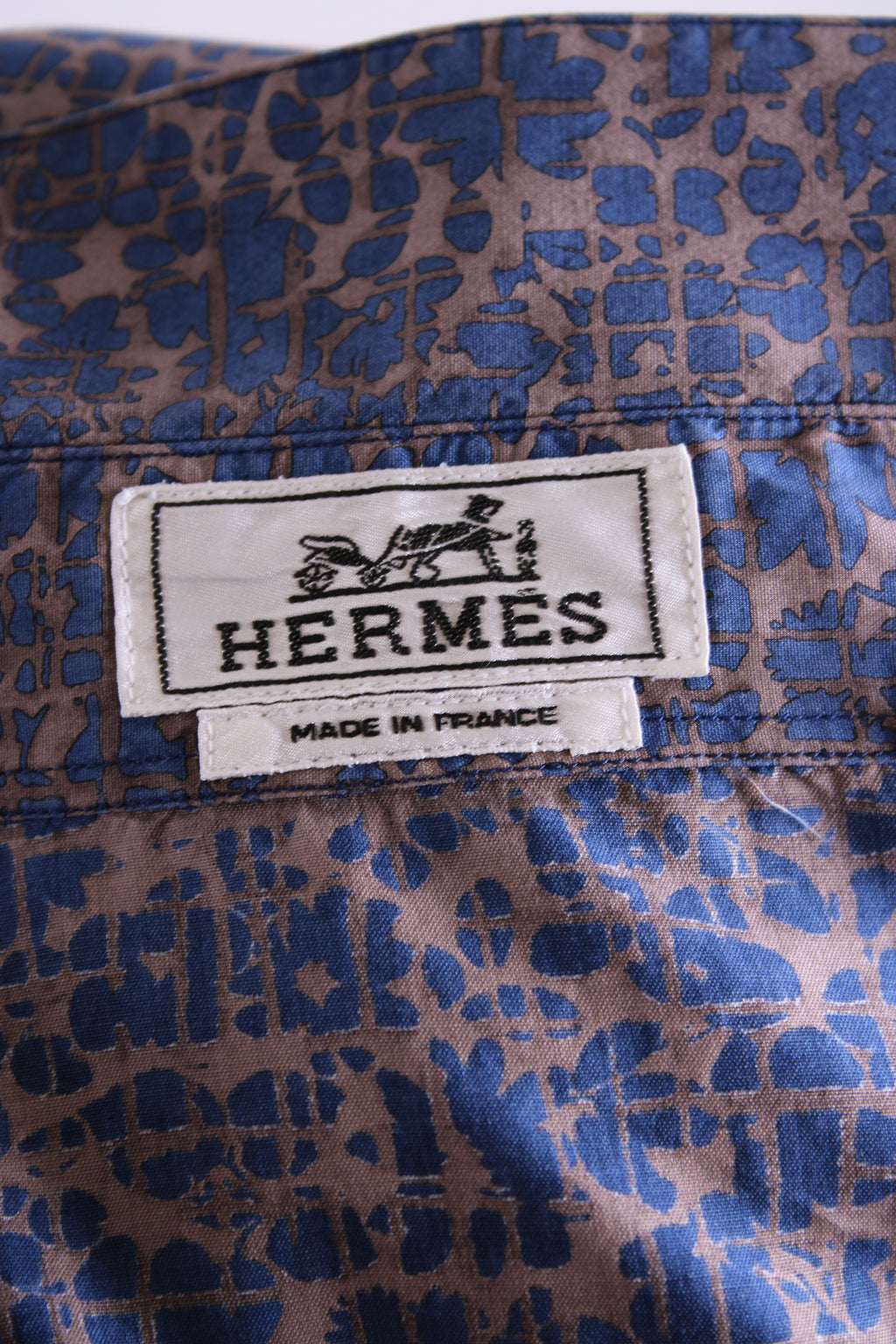 Hermes L/S Print Shirt Blue/ Grey 15.5/ 39