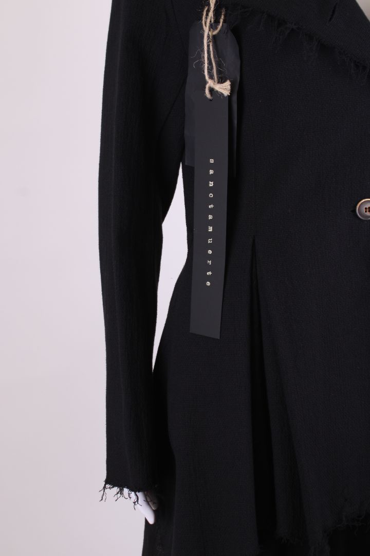 Sanctamuerte High Low Frayed Edge Jacket Black XL