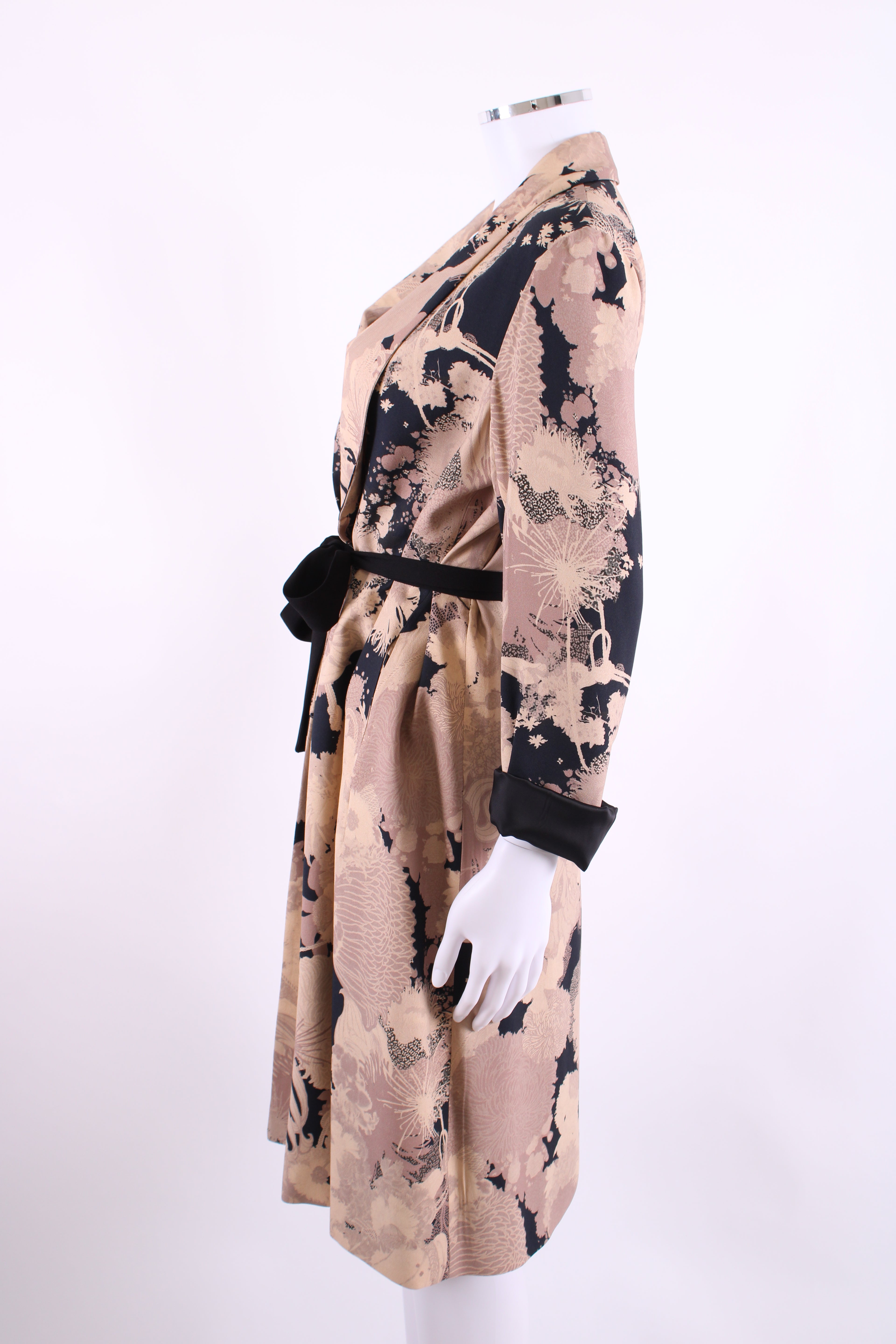 Dries Van Noten Floral Belted Jacket Black/ Beige 6