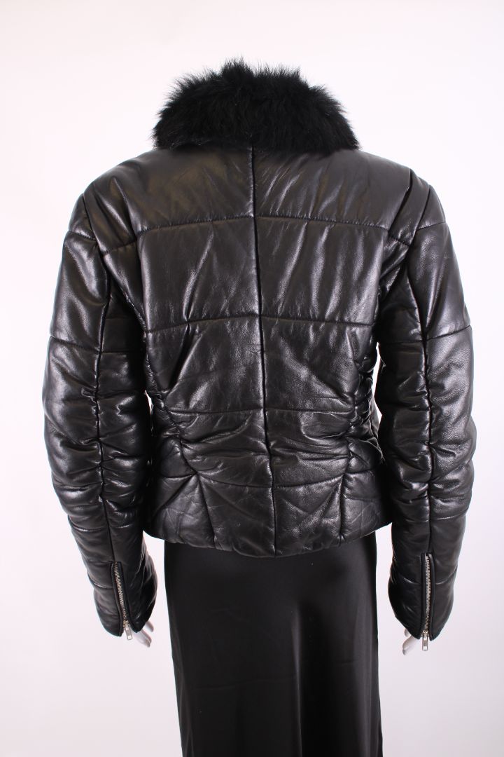 Padded Leather Jacket Black S