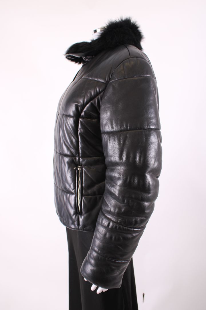 Padded Leather Jacket Black S
