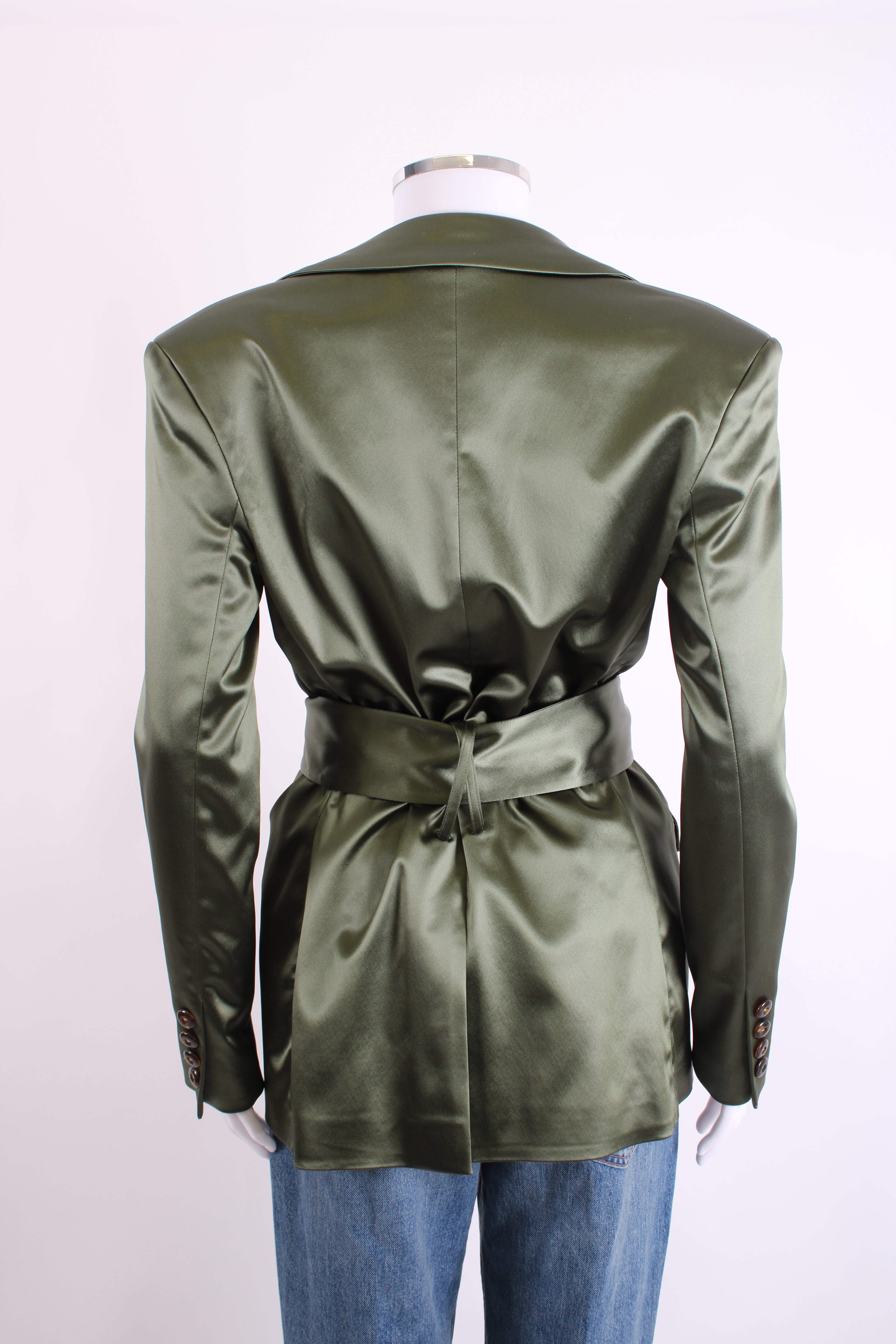 DE LA VALI Belted Blazer Jacket Green 10