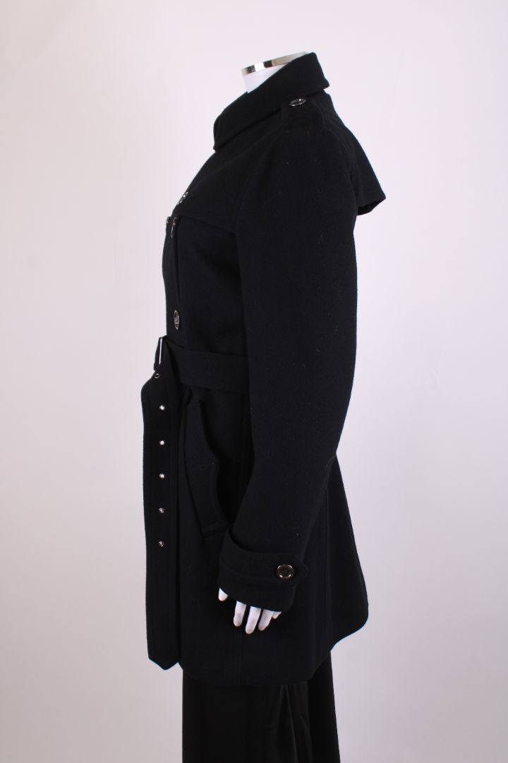 Burberry Brit Double Breasted Wool Trench Coat Black 10