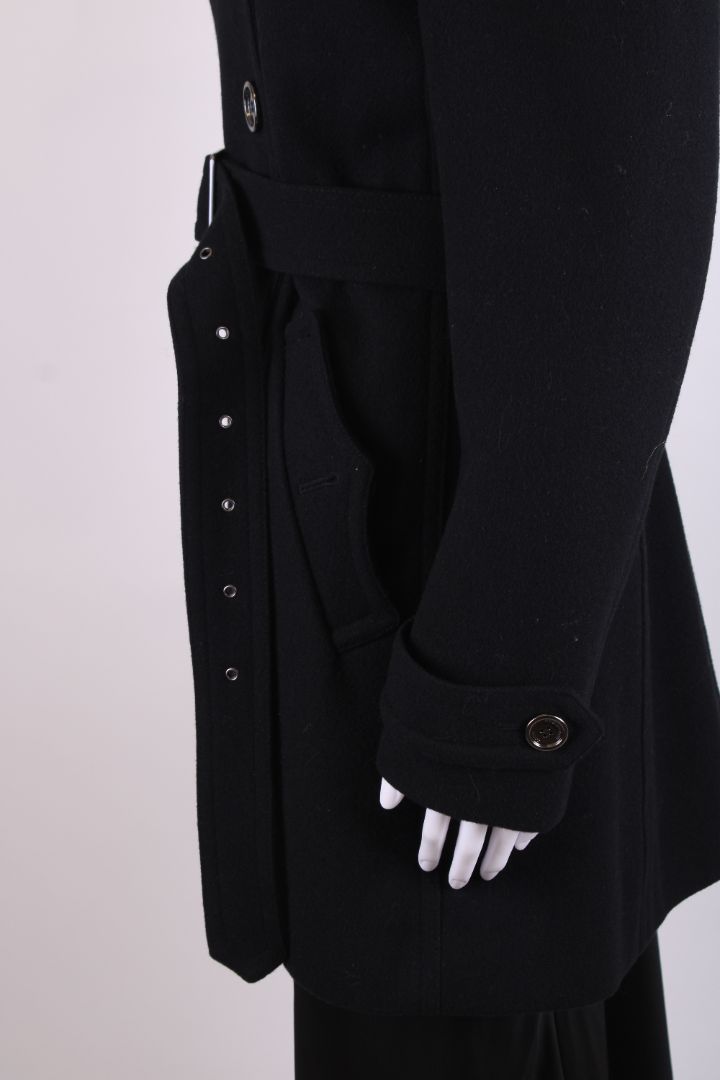 Burberry Brit Double Breasted Wool Trench Coat Black 10