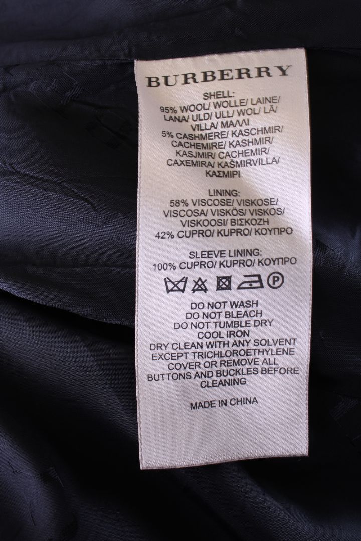 Burberry Brit Double Breasted Wool Trench Coat Black 10