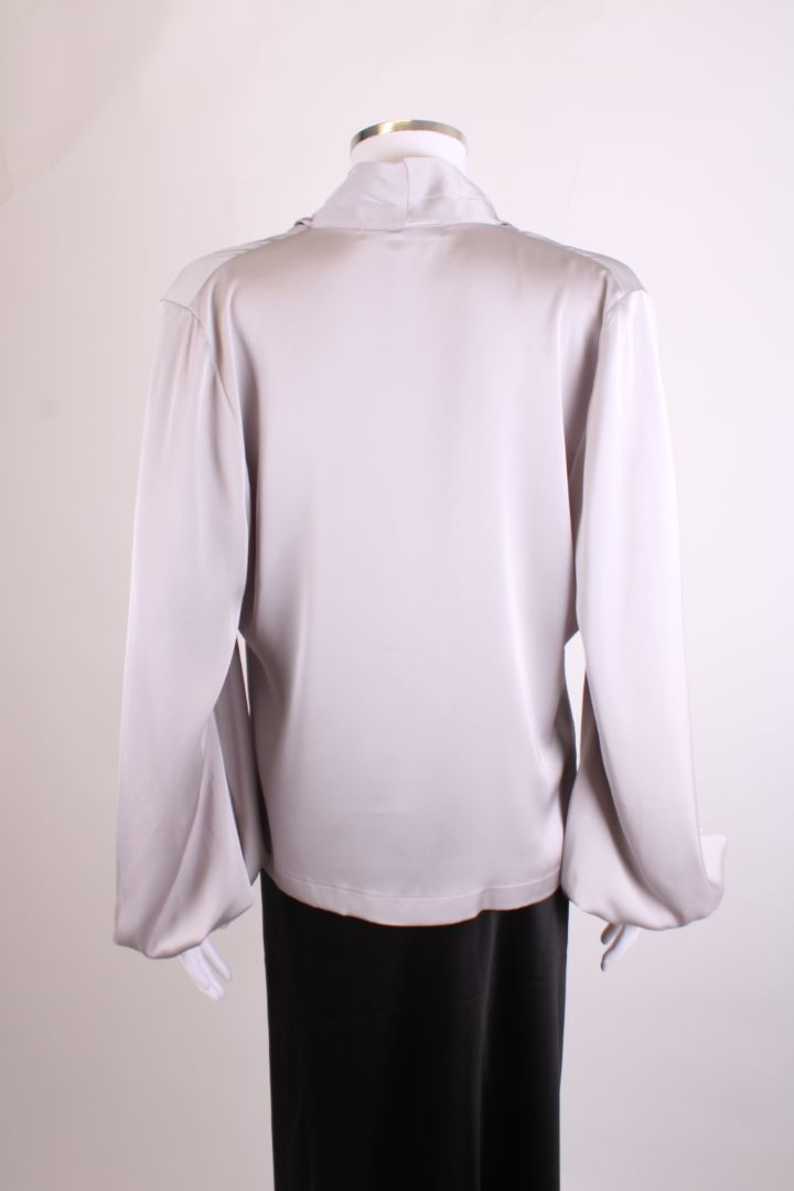 D. Exterior L/S Draped Blouse Grey M