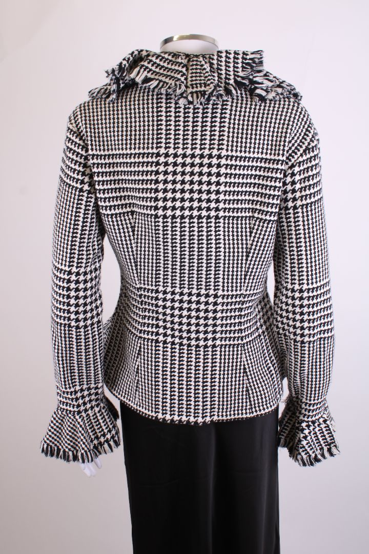 Anne Fontaine Houndstooth Fringe Jacket Black/ White L