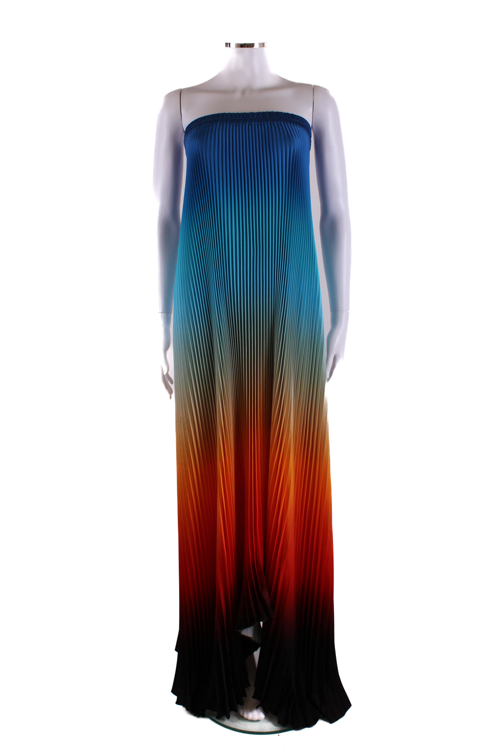 L'idee Bisous Strapless Pleated Dress Ibiza Sunset - Blue/ Orange 8