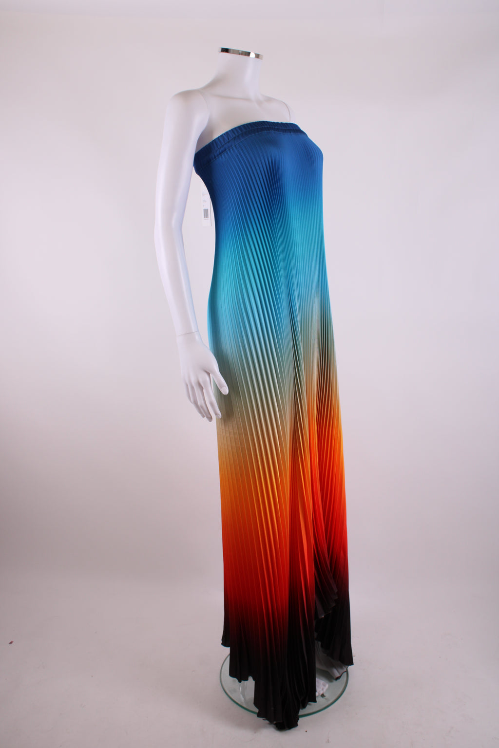 L'idee Bisous Strapless Pleated Dress Ibiza Sunset - Blue/ Orange 8