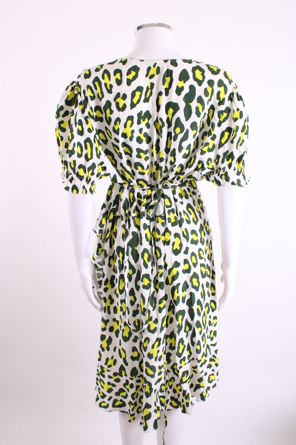 Diane Von Furstenberg leopard wrap around dress white/ green/ yellow XL