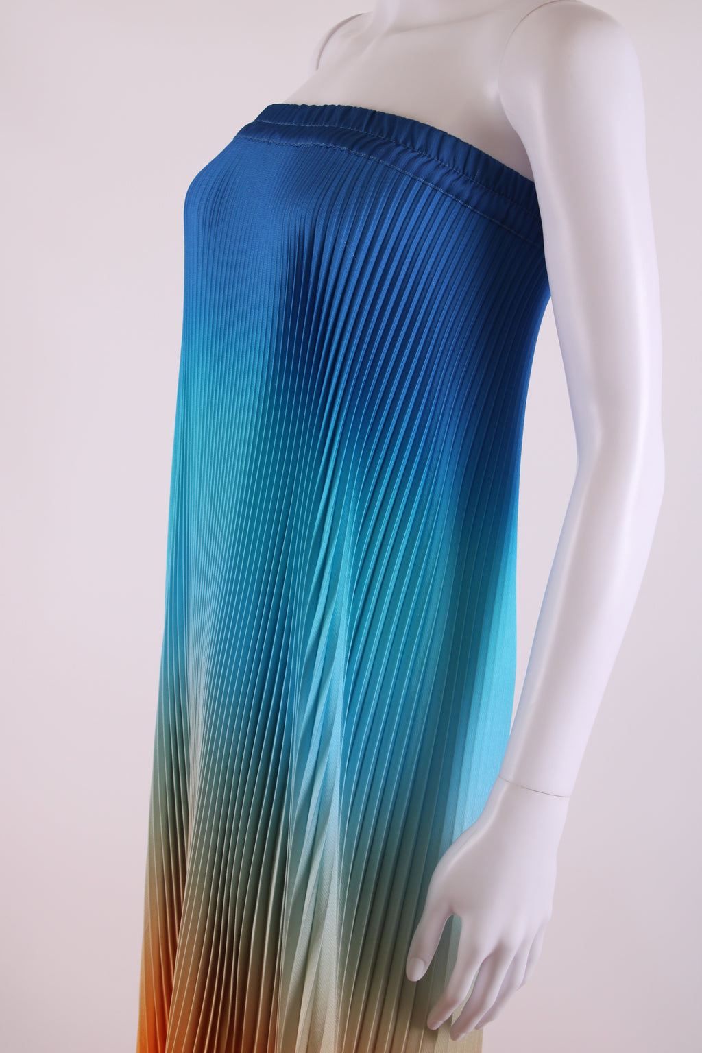 L'idee Bisous Strapless Pleated Dress Ibiza Sunset - Blue/ Orange 8