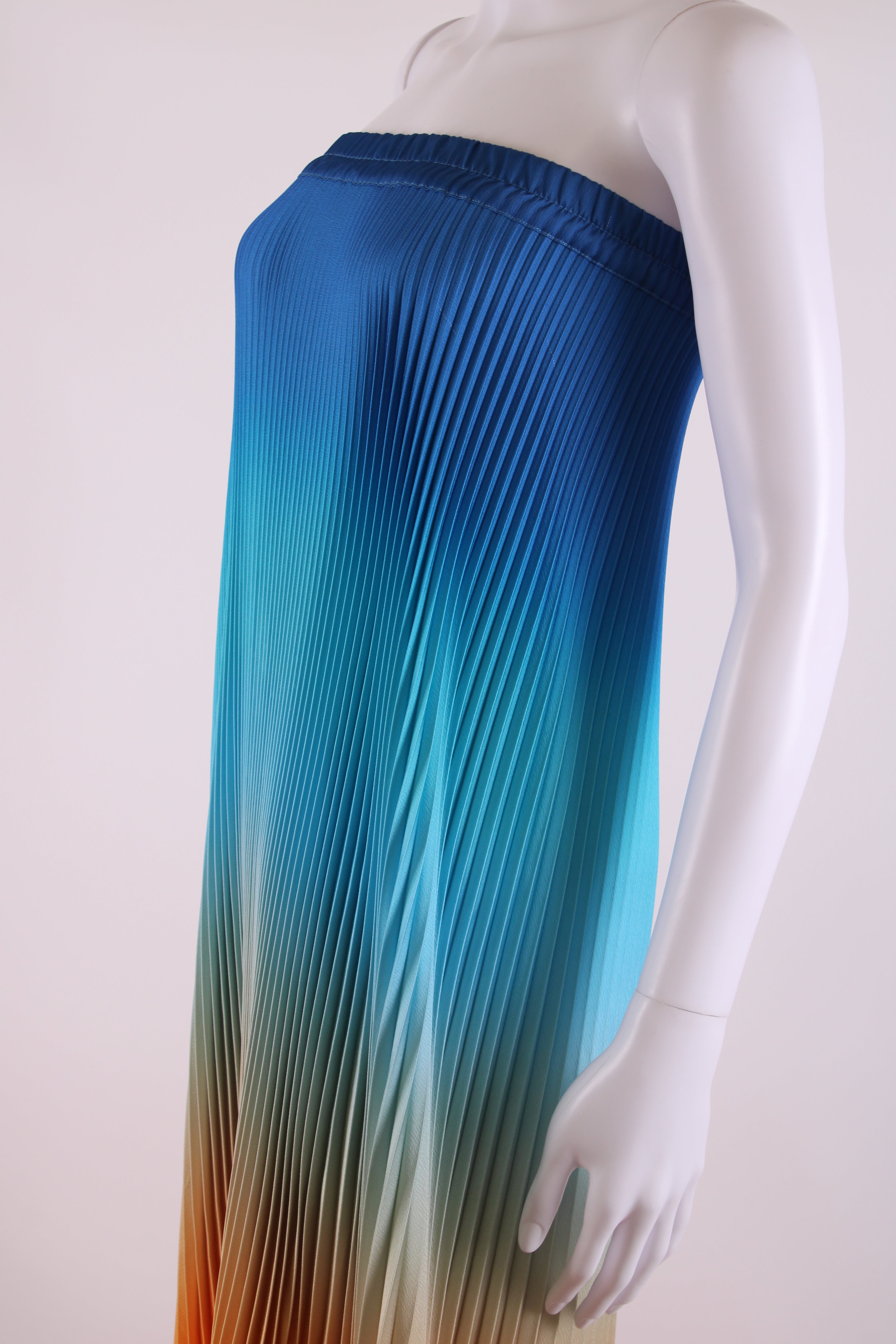 L'idee Bisous Strapless Pleated Dress Ibiza Sunset - Blue/ Orange 8