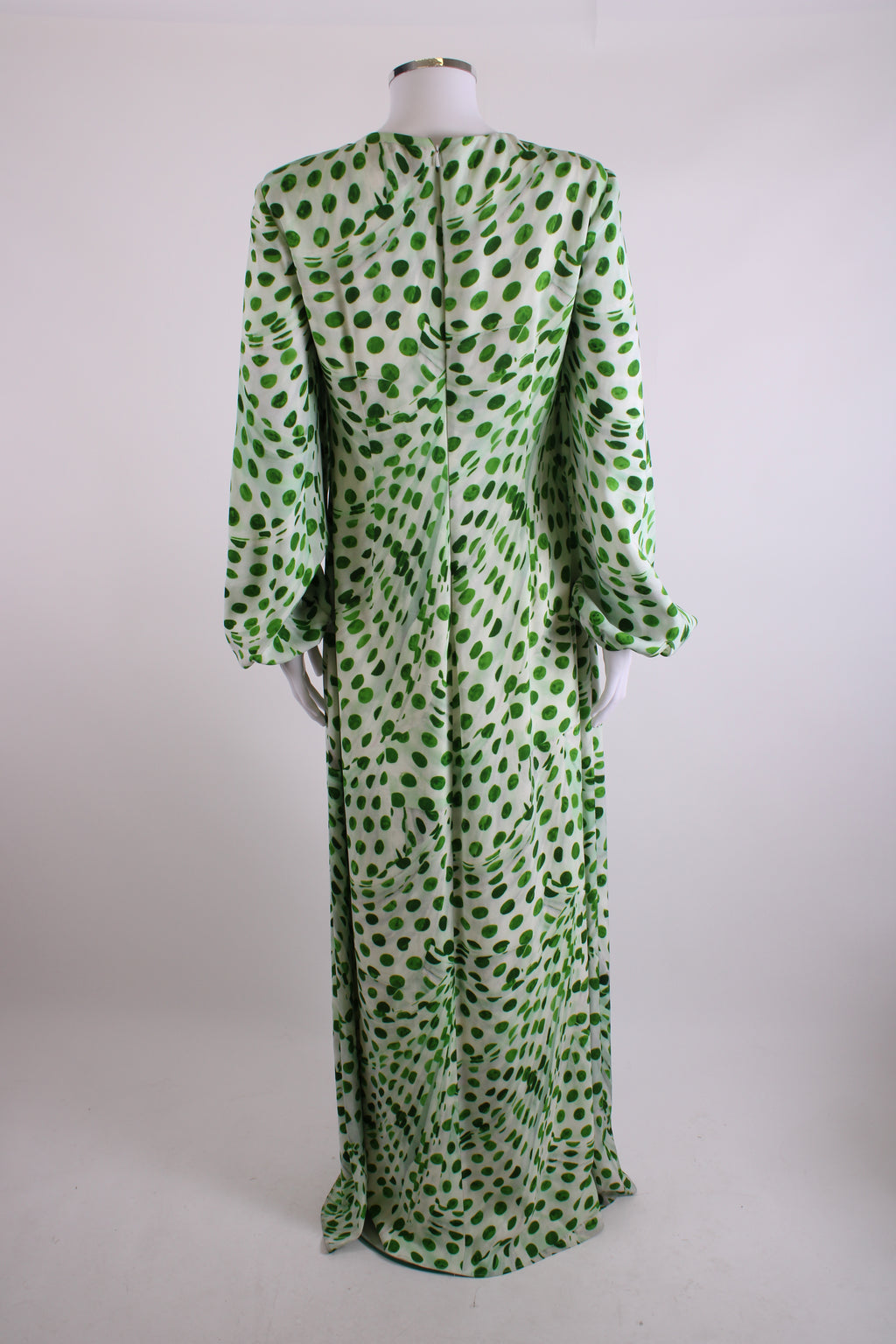 Brandon Maxwell L/S Dot Print Dress Green/ White 12