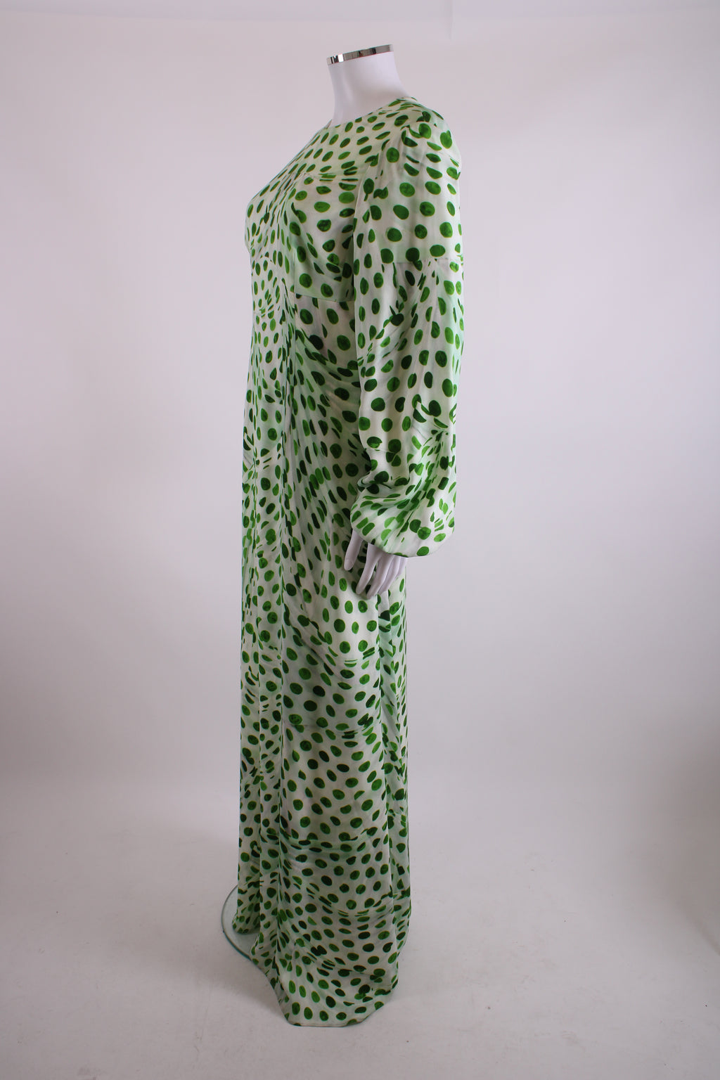 Brandon Maxwell L/S Dot Print Dress Green/ White 12