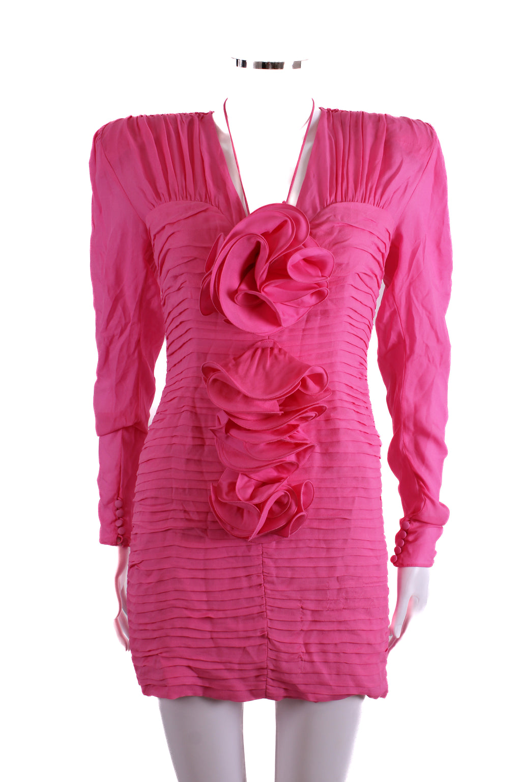Magda Butrym Silk Flower Detail Mini Dress Pink 36