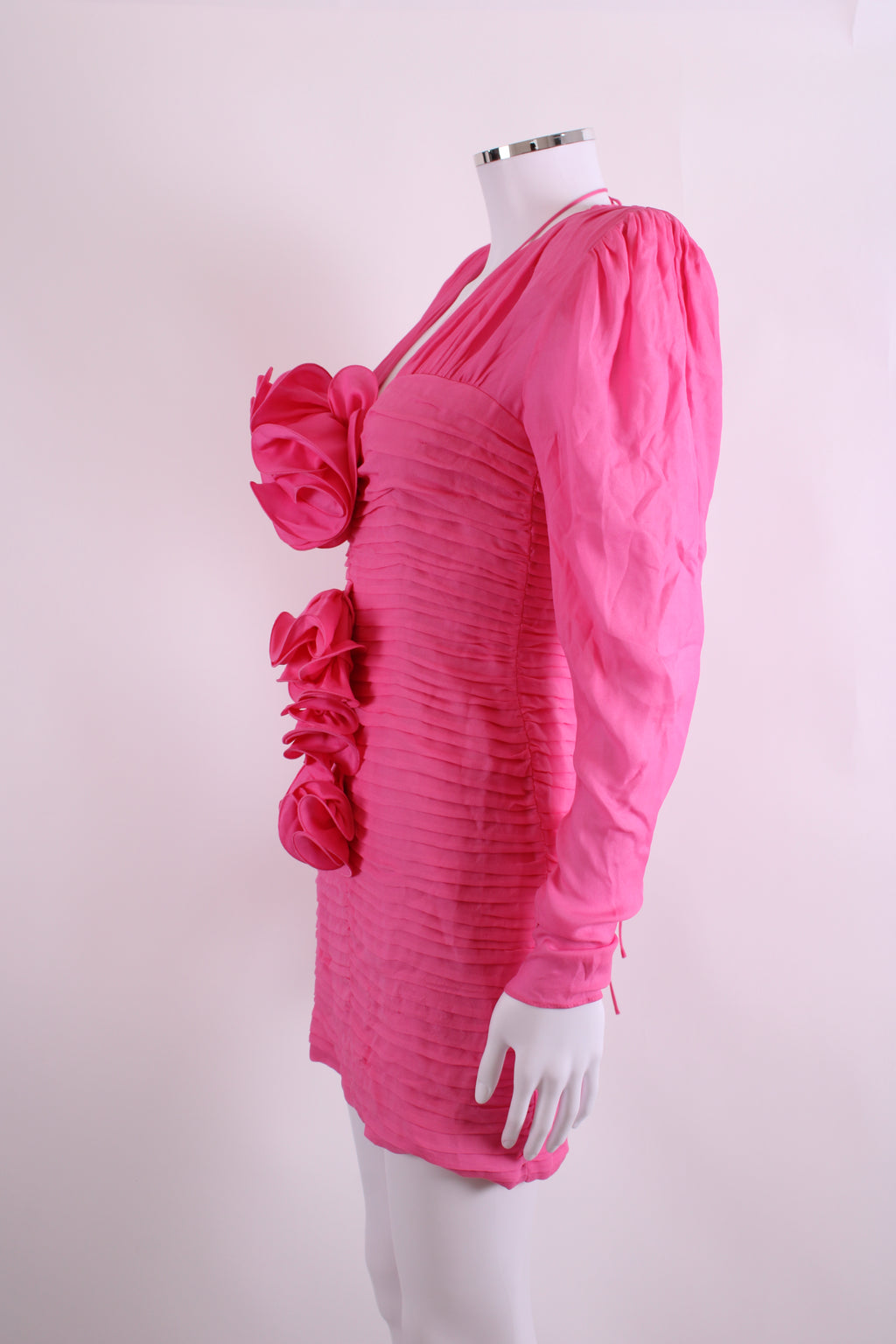 Magda Butrym Silk Flower Detail Mini Dress Pink 36