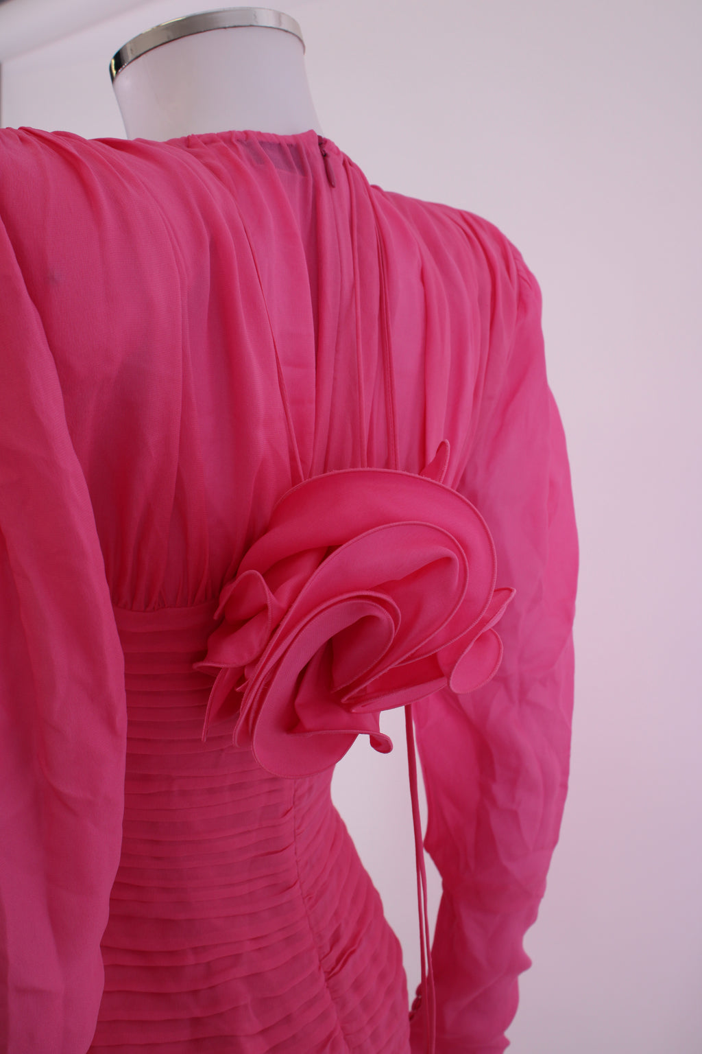Magda Butrym Silk Flower Detail Mini Dress Pink 36