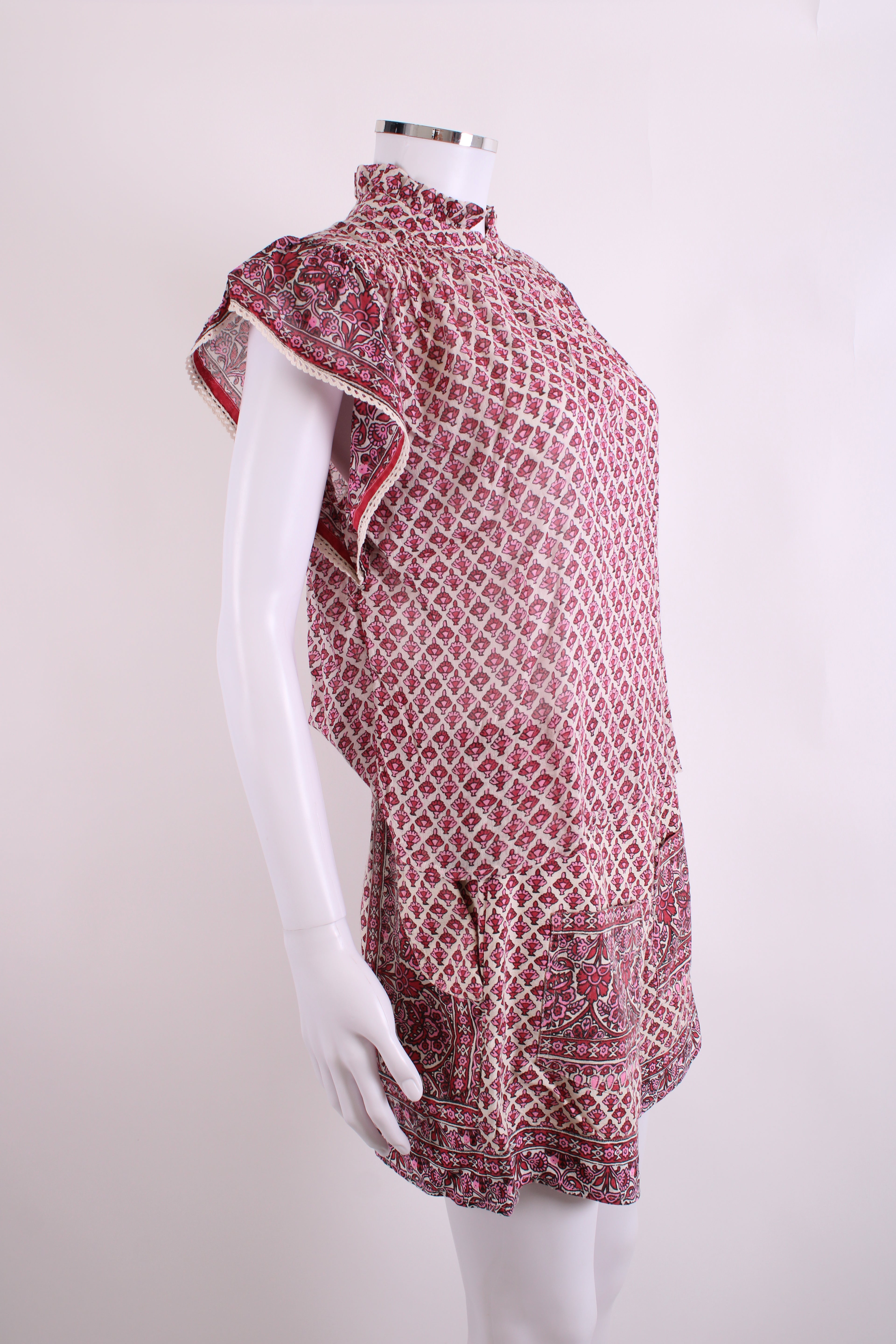 M.A.B.E Blouse/ Shorts Print Co-ord Pink/White S