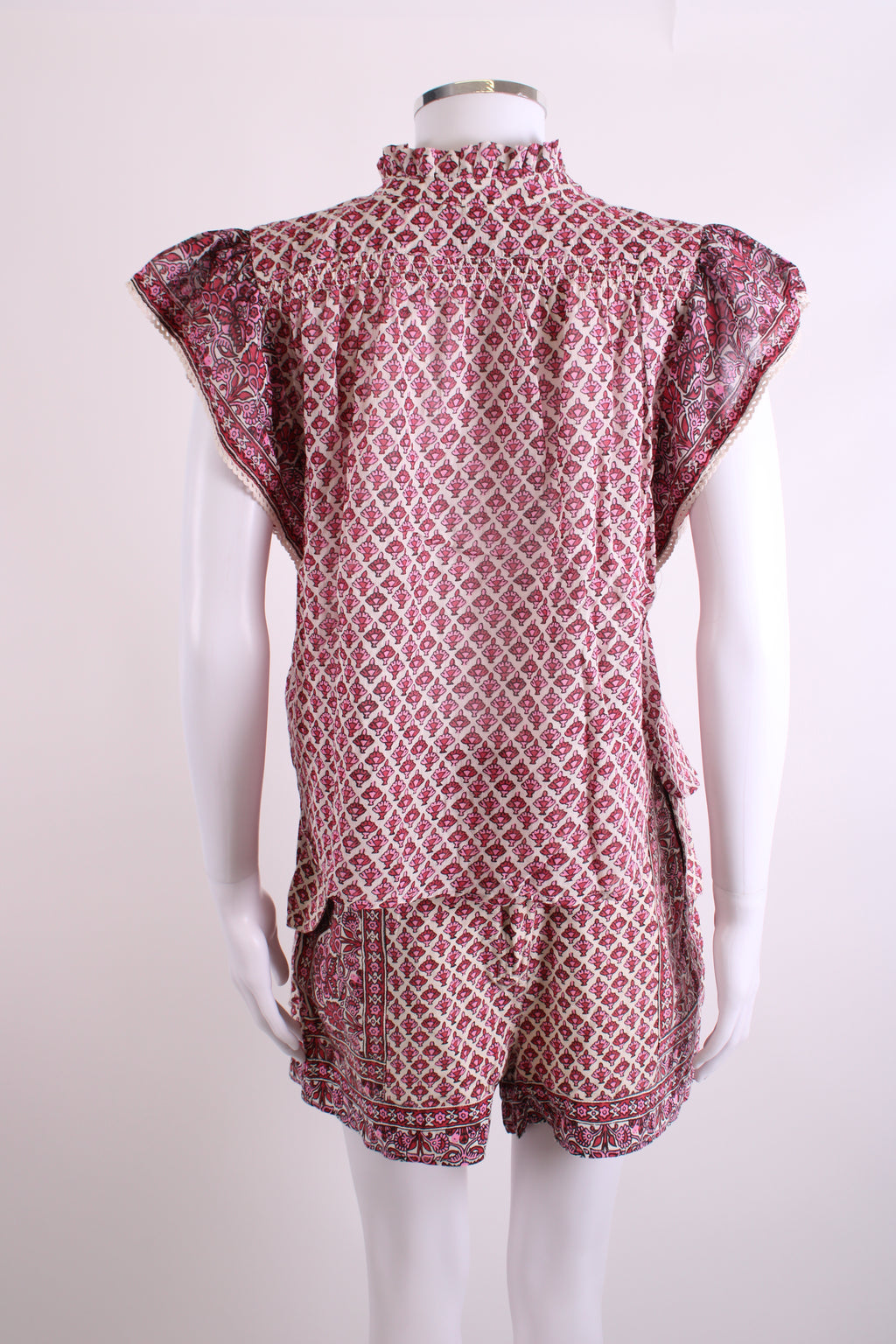 M.A.B.E Blouse/ Shorts Print Co-ord Pink/White S