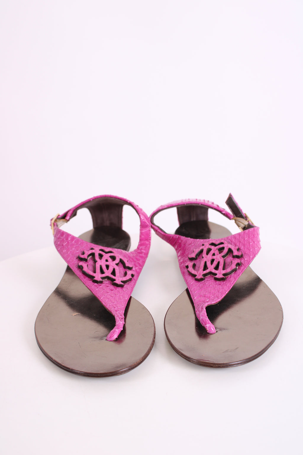 Roberto Cavalli Pink Python skin sandals Pink 39