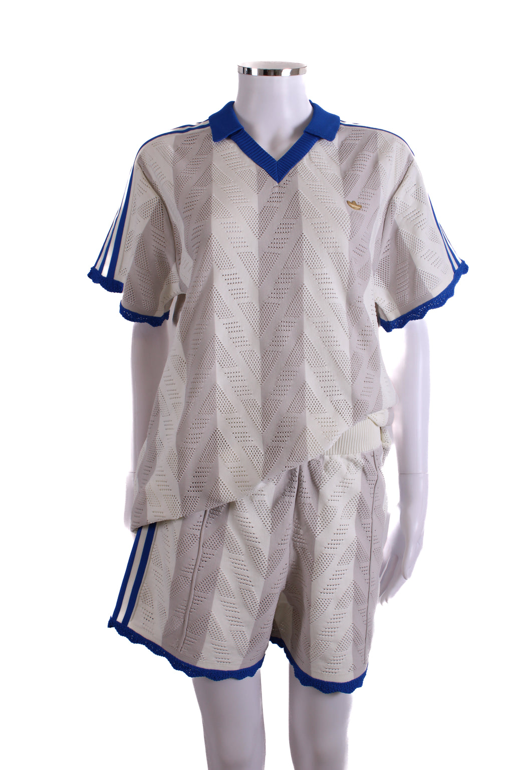 Adidas S/S Polo/Shorts Co-ord White/ Blue M