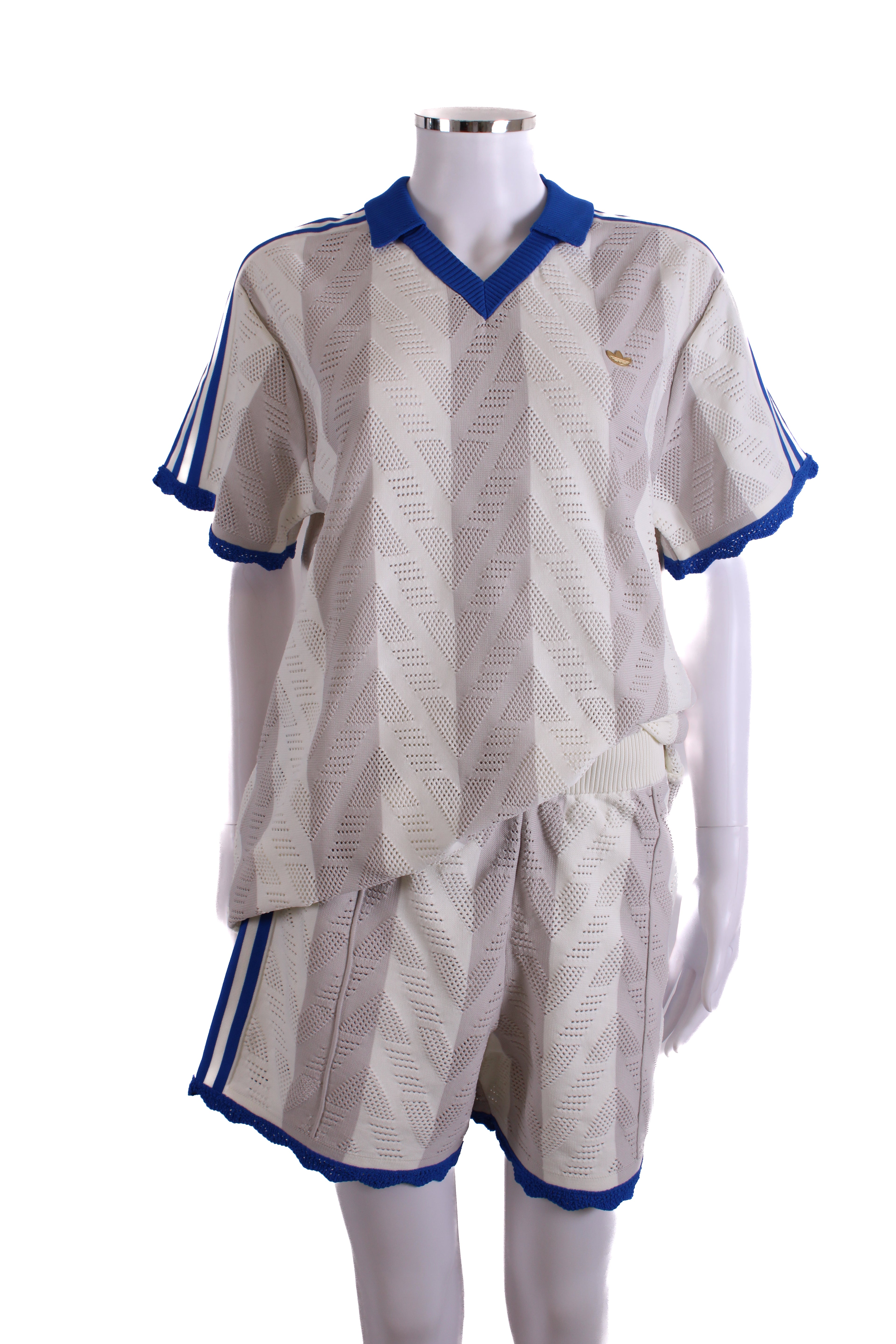 Adidas S/S Polo/Shorts Co-ord White/ Blue M