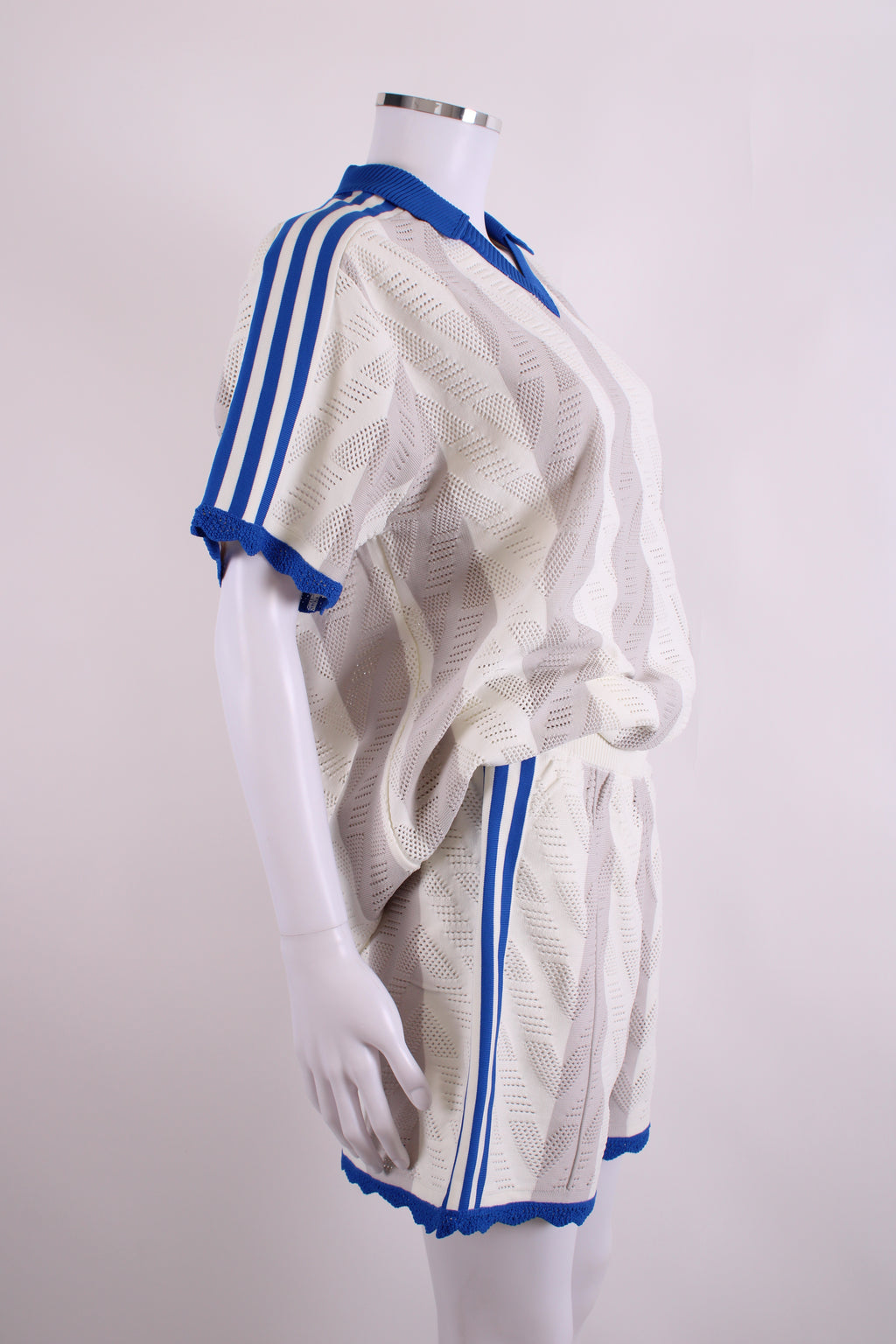 Adidas S/S Polo/Shorts Co-ord White/ Blue M