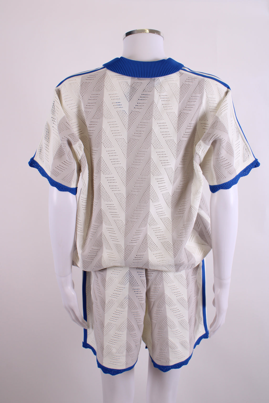 Adidas S/S Polo/Shorts Co-ord White/ Blue M