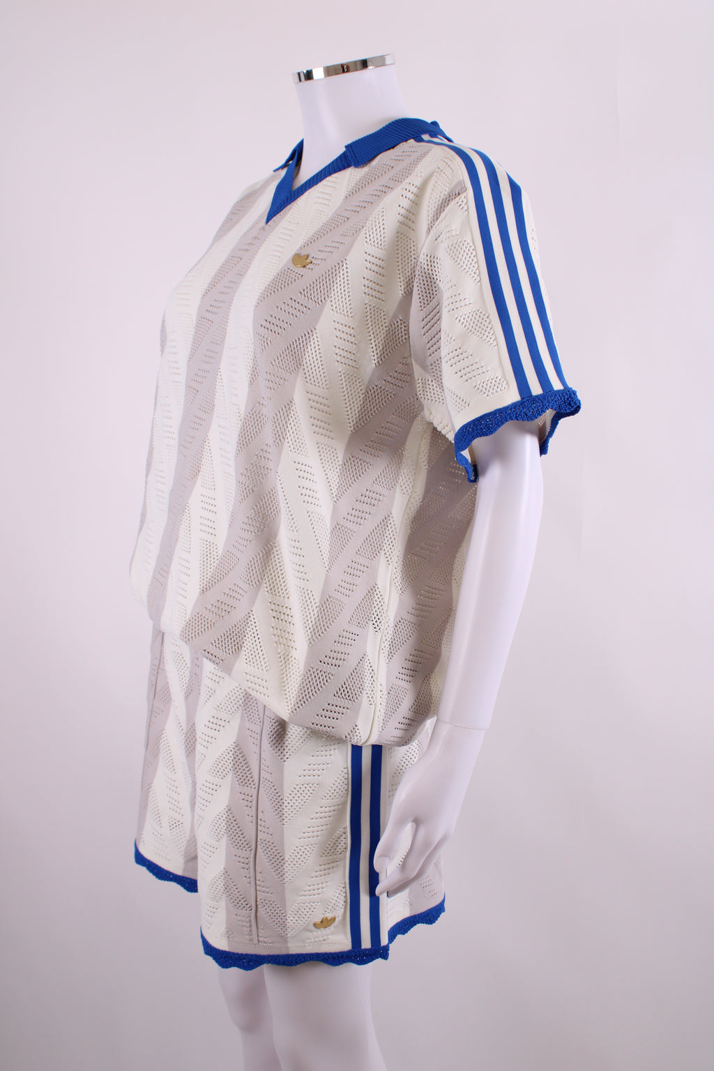 Adidas S/S Polo/Shorts Co-ord White/ Blue M