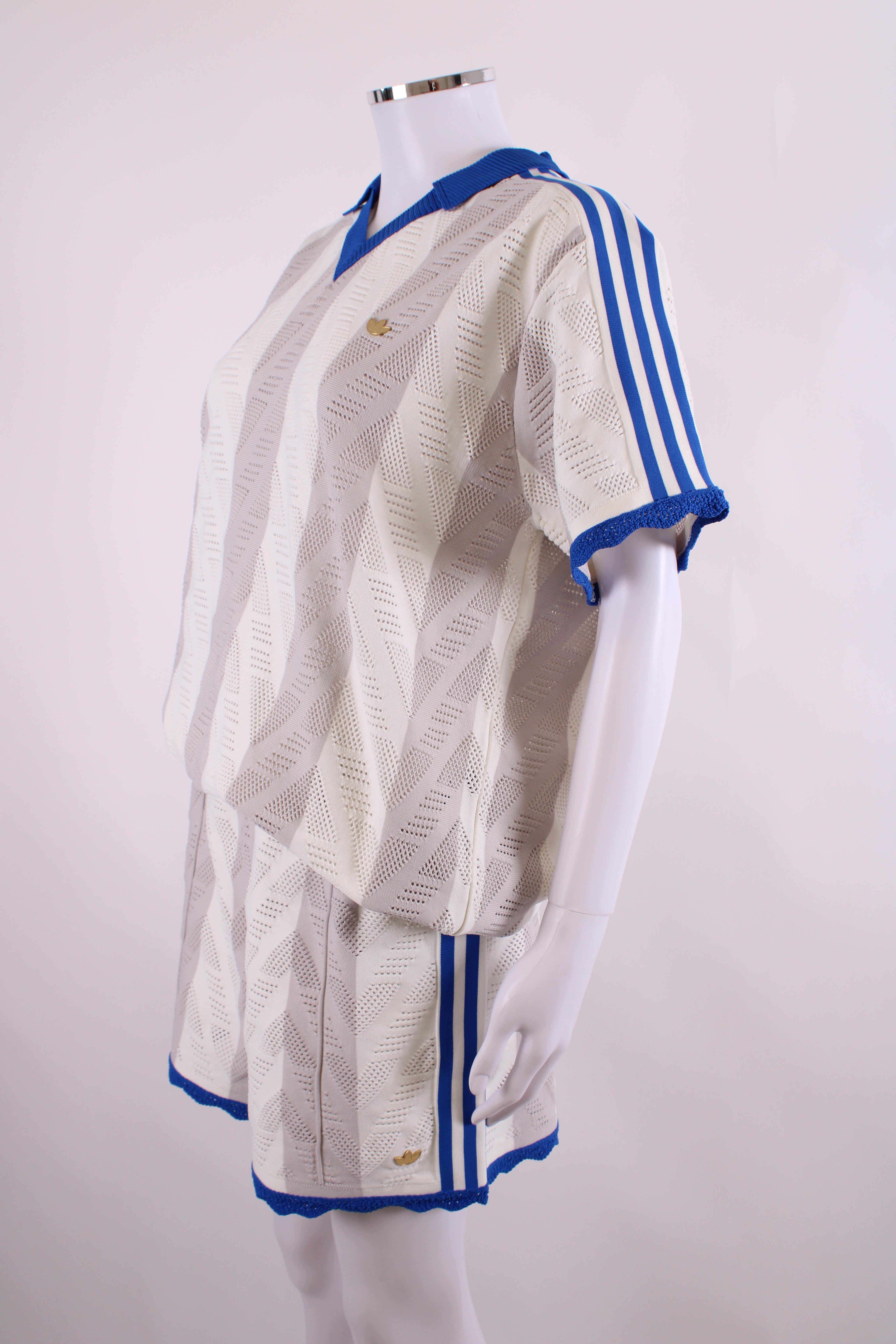 Adidas S/S Polo/Shorts Co-ord White/ Blue M