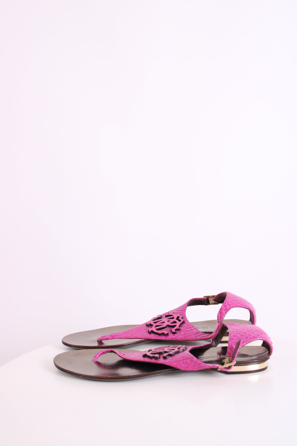 Roberto Cavalli Pink Python skin sandals Pink 39