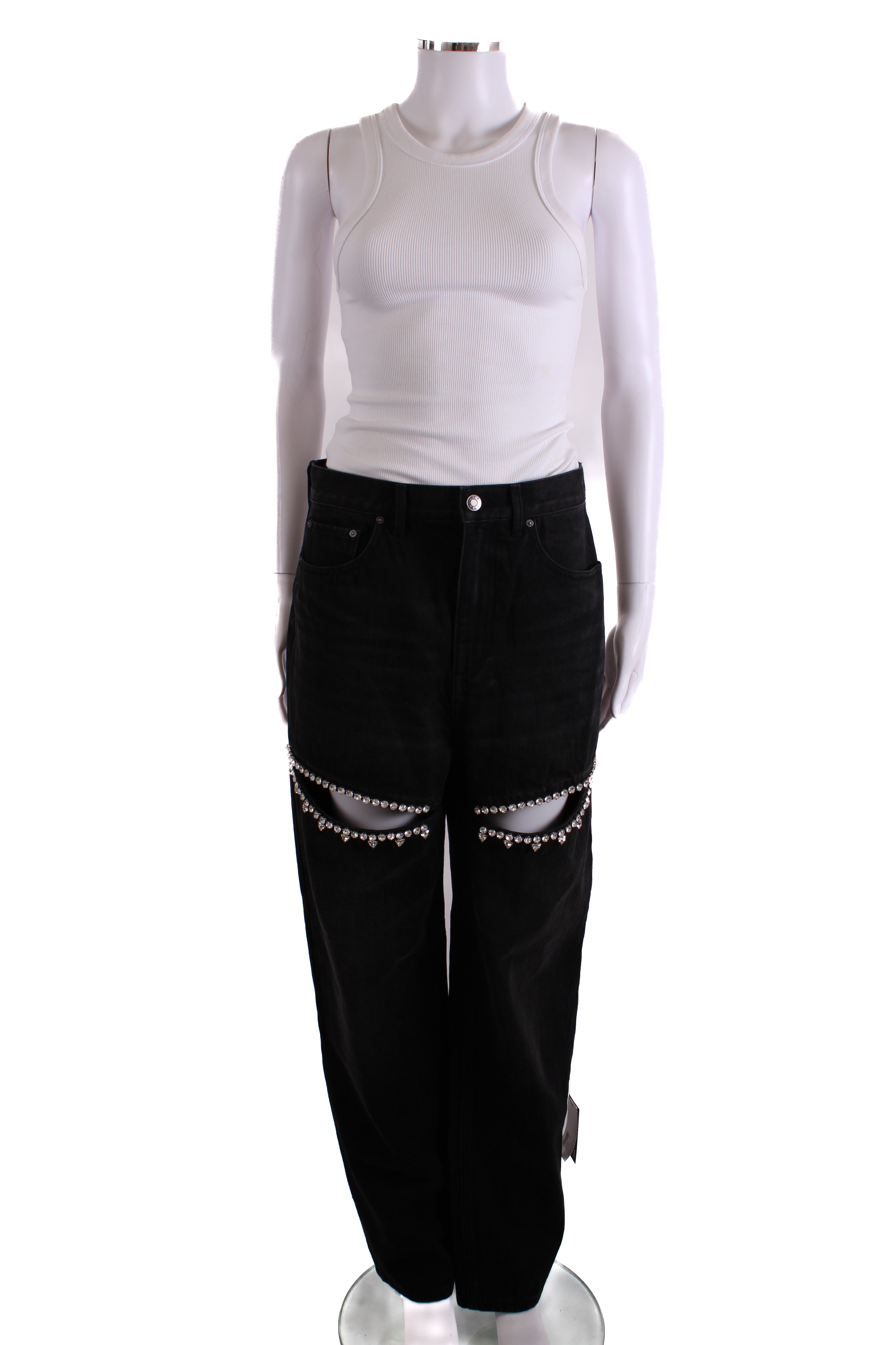 Area Crystal Embellished Jeans Washed Black 28W