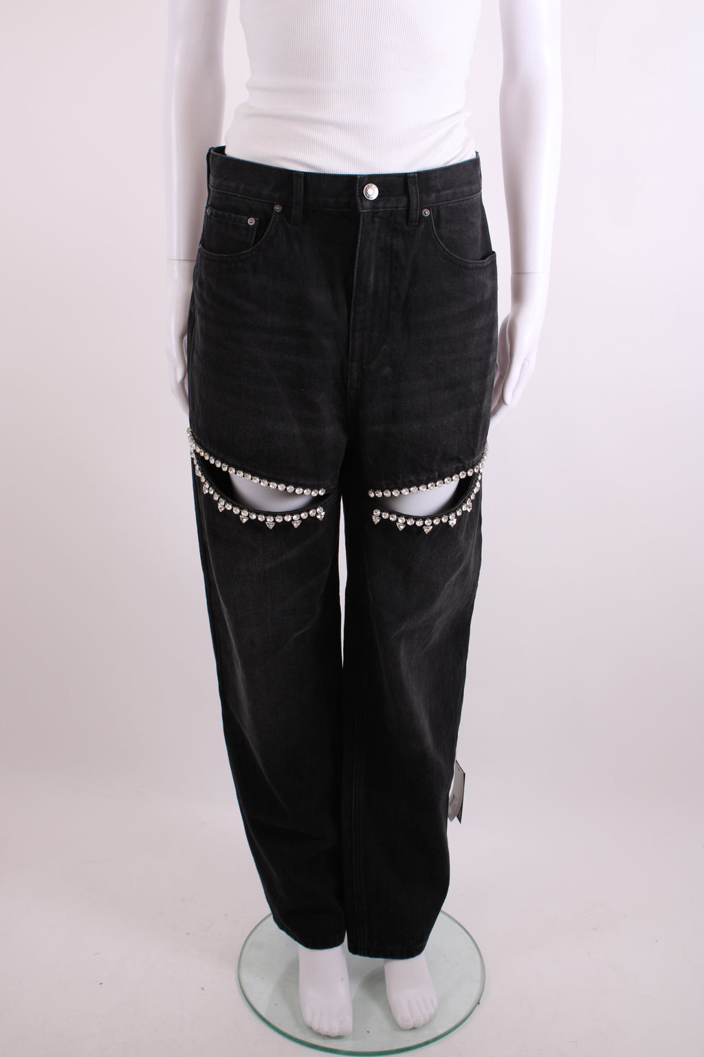 Area Crystal Embellished Jeans Washed Black 28W