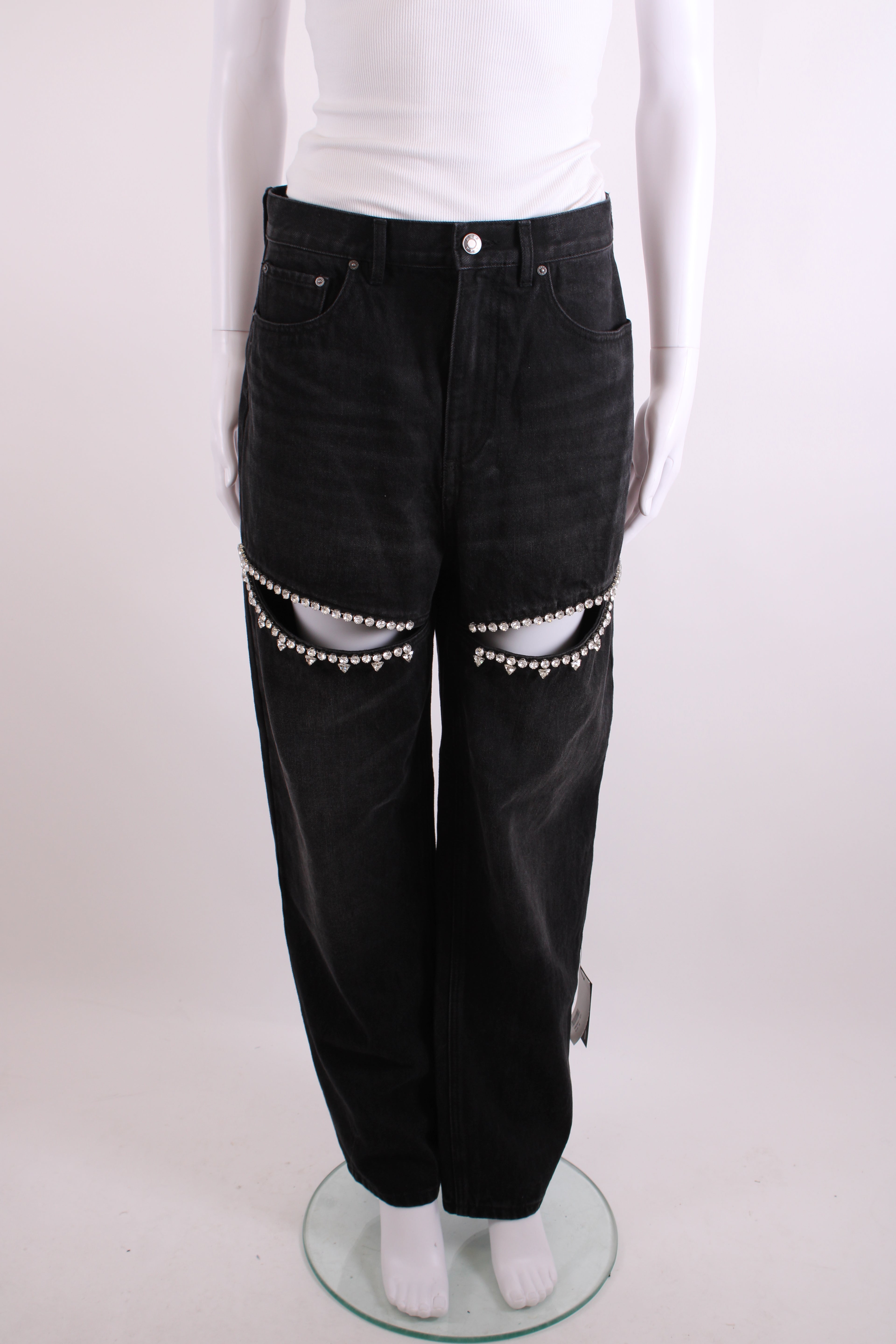 Area Crystal Embellished Jeans Washed Black 28W