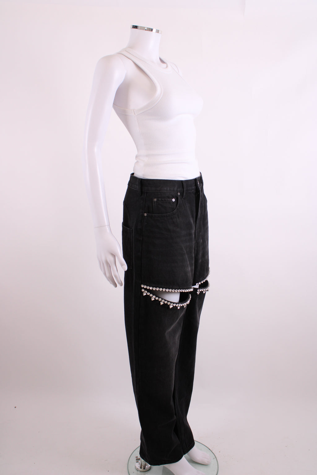 Area Crystal Embellished Jeans Washed Black 28W