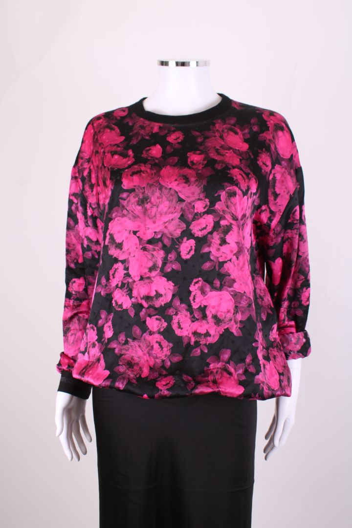 Stella McCartney L/S Floral Top Black/ Plum M